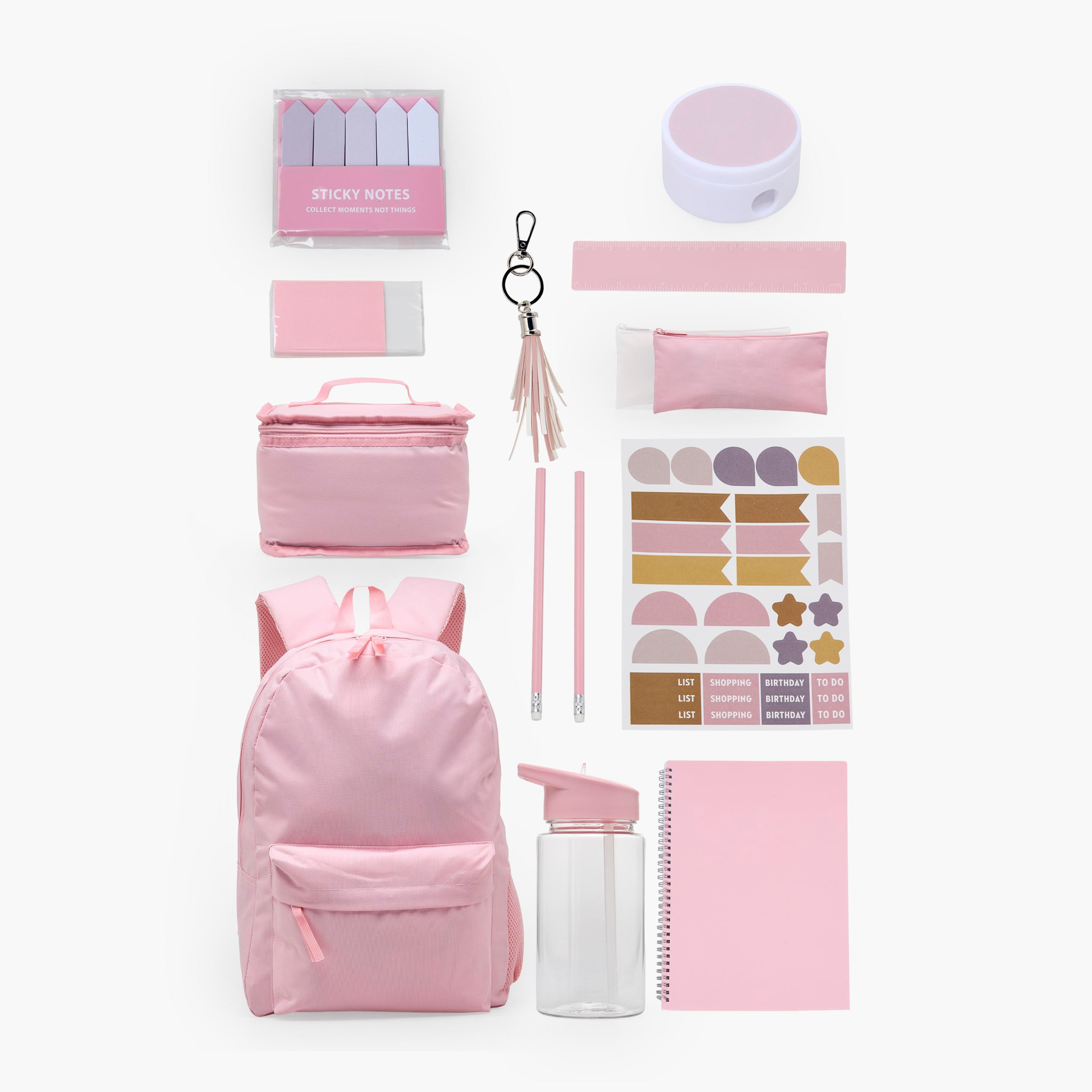 Solid 12-Piece Backpack School Bag Set for Girls 5-8 Years with Pencil Case and Bottle-school-bagsandbackpacks-backpacks-image-1