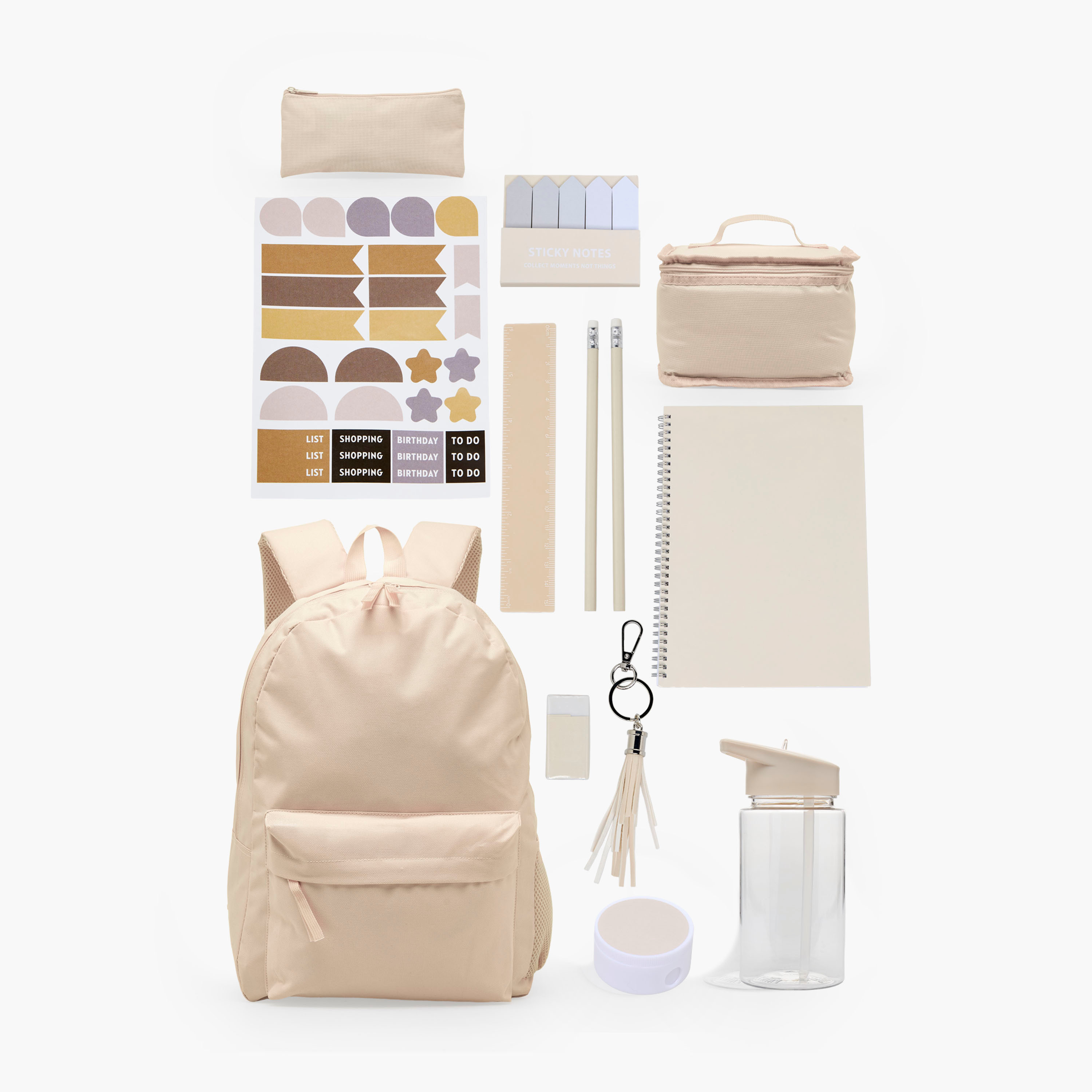 طقم شنطة ظهر مدرسية سادة للبنات 5-8 سنوات 12 قطعة مع شنطة غداء وقرطاسية-school-bagsandbackpacks-backpacks-image-1