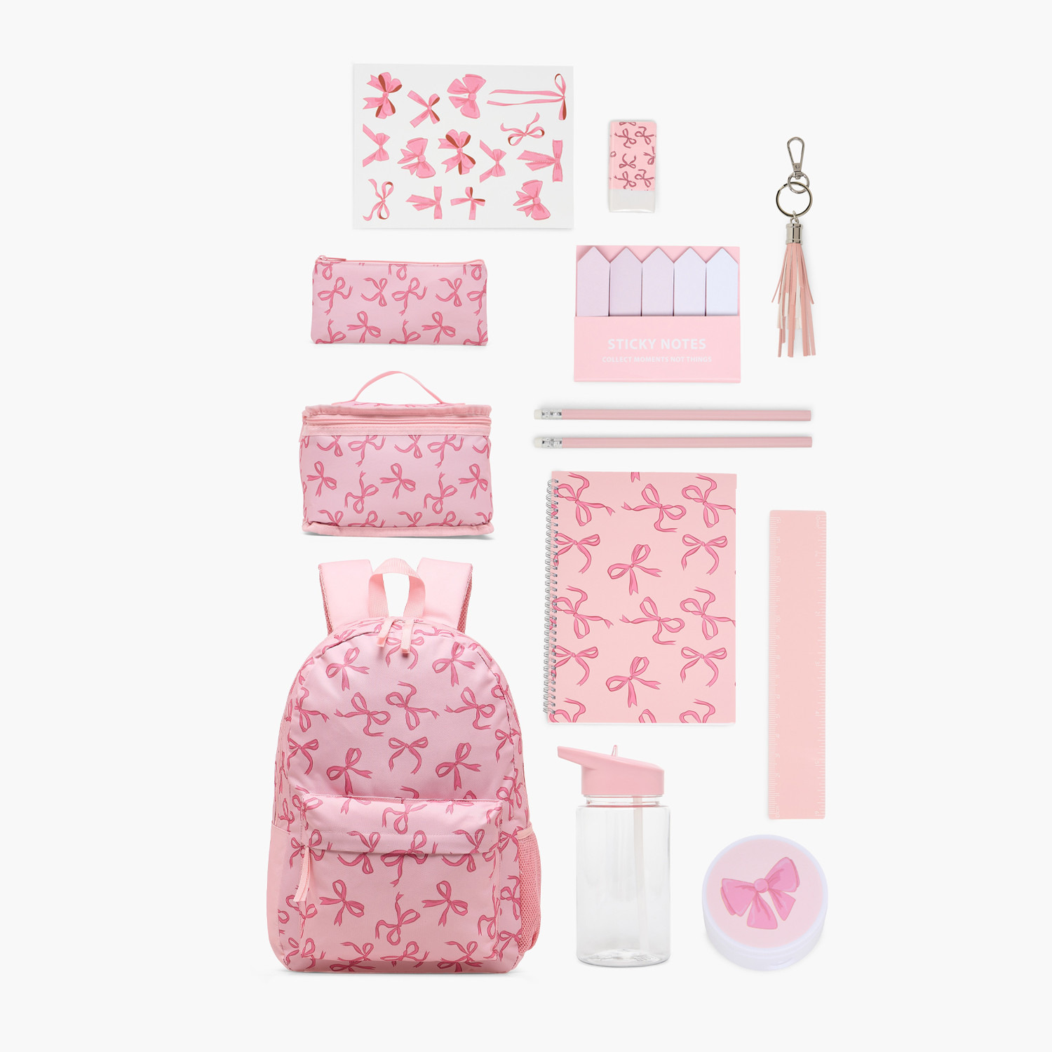 Bow Print 12-Piece School Backpack Set for Girls 5-8 Years with Pencil Pouch and Water Bottle-school-bagsandbackpacks-backpacks-image-1