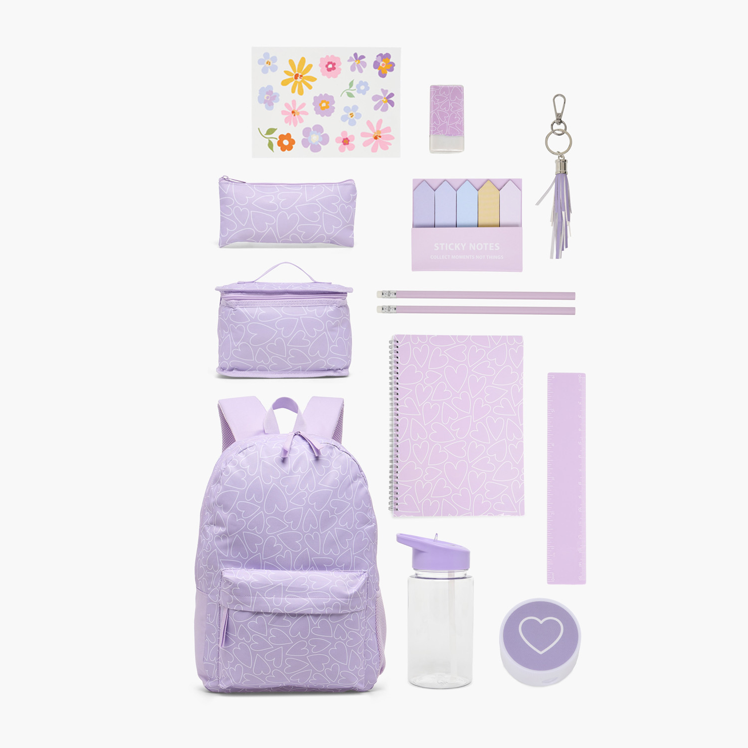 Heart Print 12-Piece School Backpack Set for Girls 5-8 Years with Lunch Bag and Pencil Case-school-bagsandbackpacks-backpacks-image-1