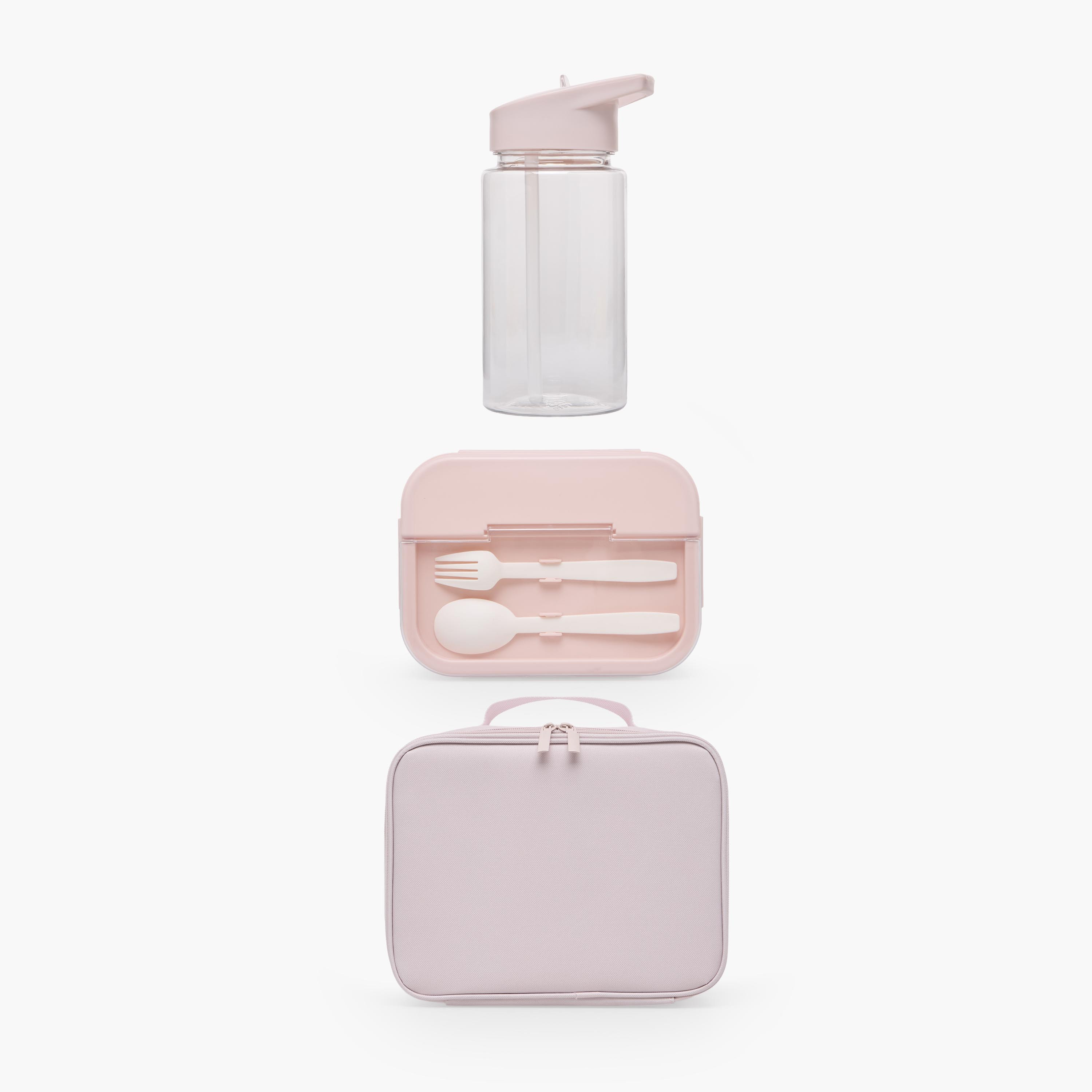 Solid 3-Piece Lunch Bag Set for Girls 5-8 Years with Lunch Box and Water Bottle - 1 L-school-lunchessentials-sets-image-1