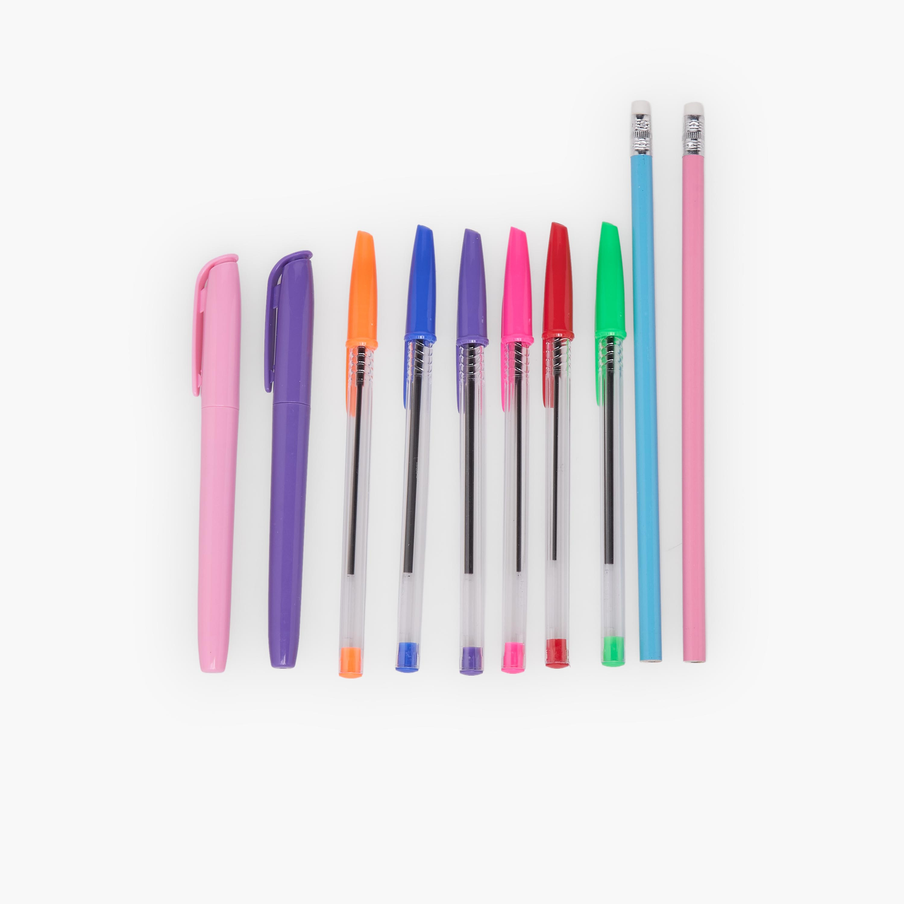 طقم قرطاسية بطبعات دونات مع مقلمة وأقلام ومسطرة من فايندز - 14 قطعة-school-stationery-sets-image-3