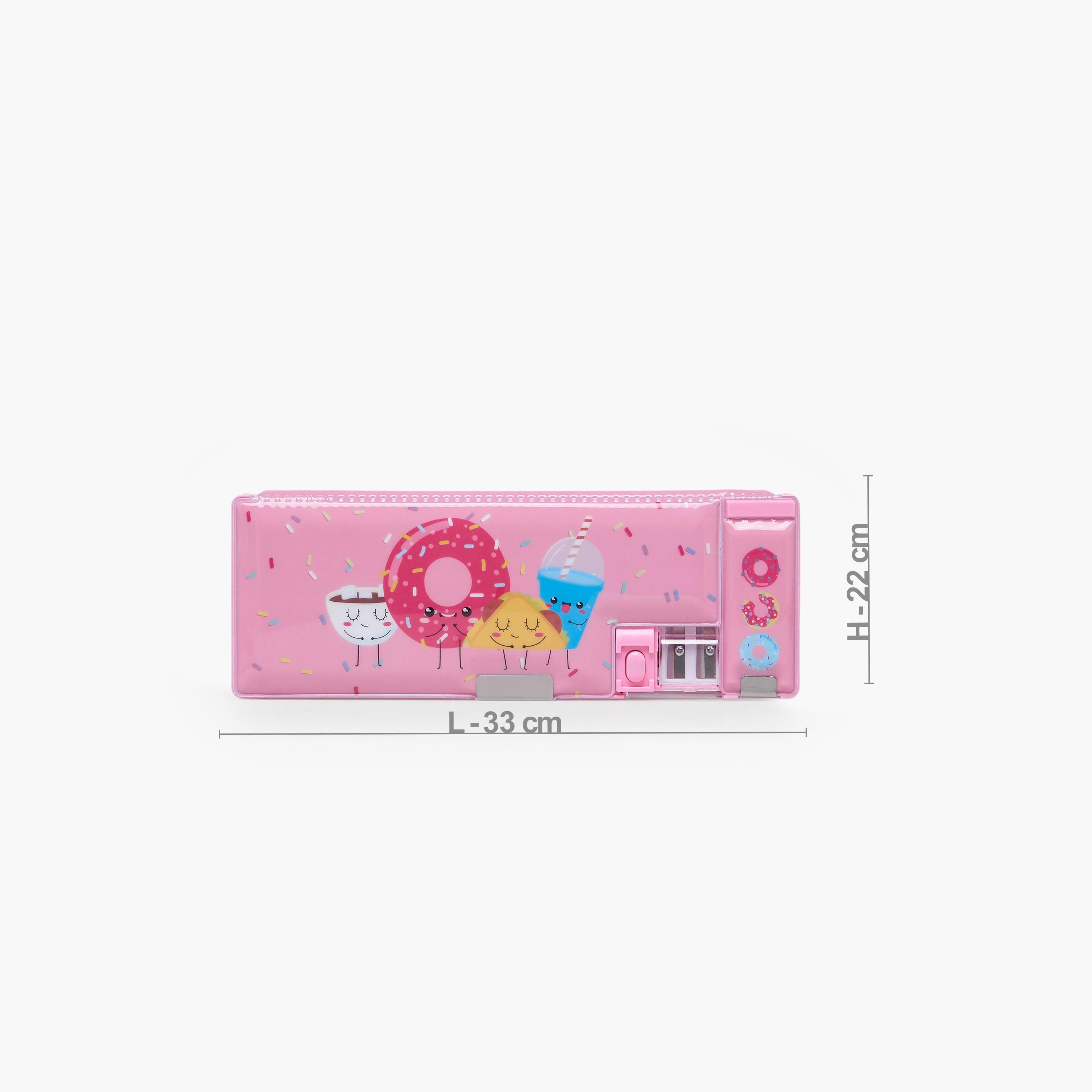 طقم قرطاسية بطبعات دونات مع مقلمة وأقلام ومسطرة من فايندز - 14 قطعة-school-stationery-sets-image-4