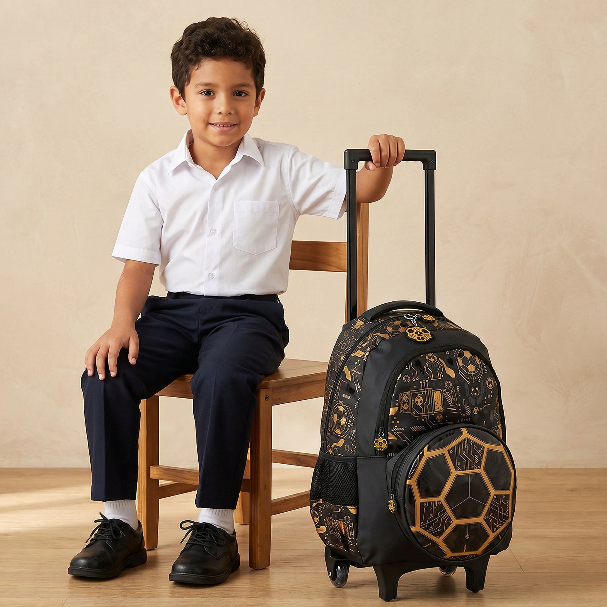 Football Print Trolley Backpack for Boys 8-13 Years with Zip Closure - 17 inches-school-bagsandbackpacks-trolleybags-image-4