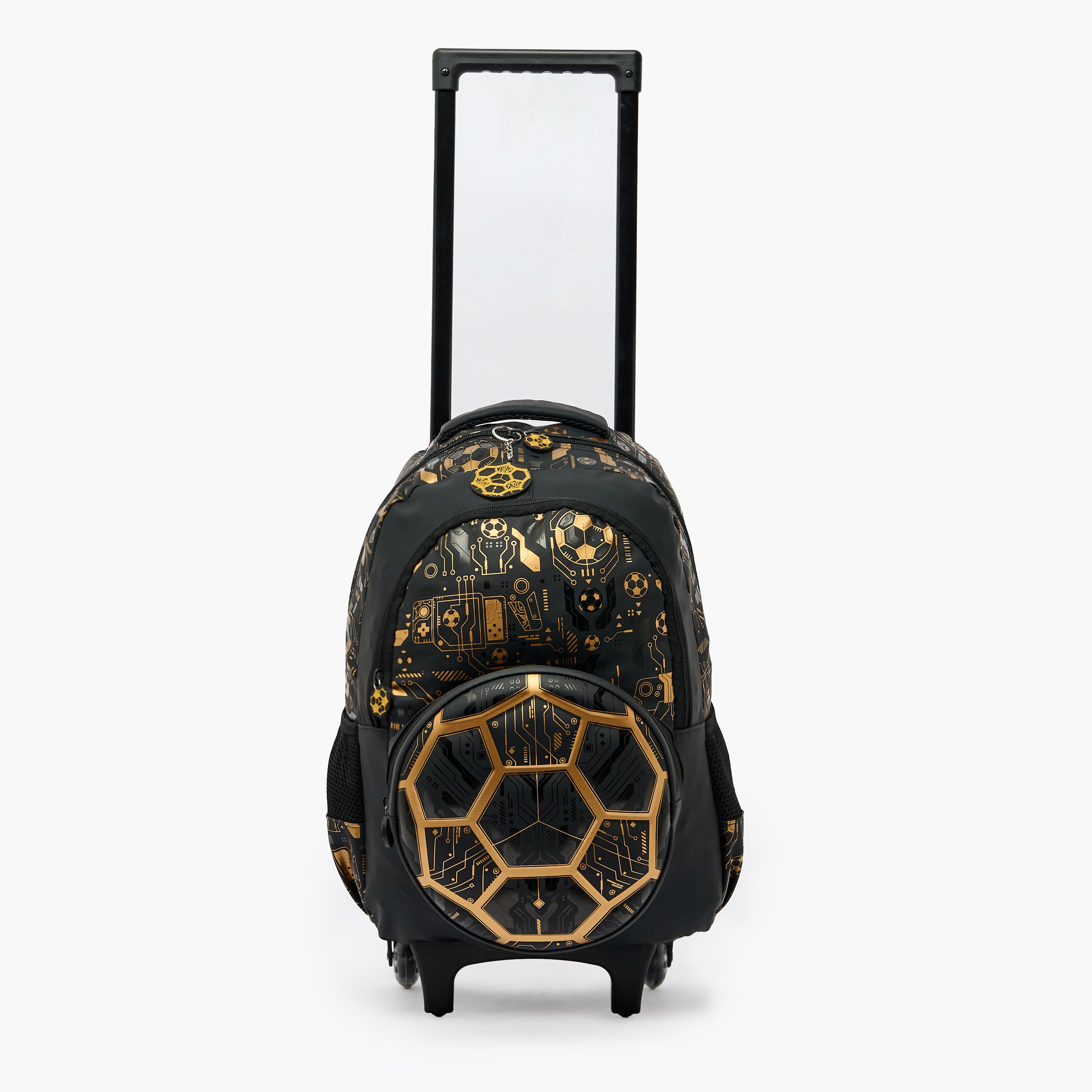 Football Print Trolley Backpack for Boys 8-13 Years with Zip Closure - 17 inches-school-bagsandbackpacks-trolleybags-image-5