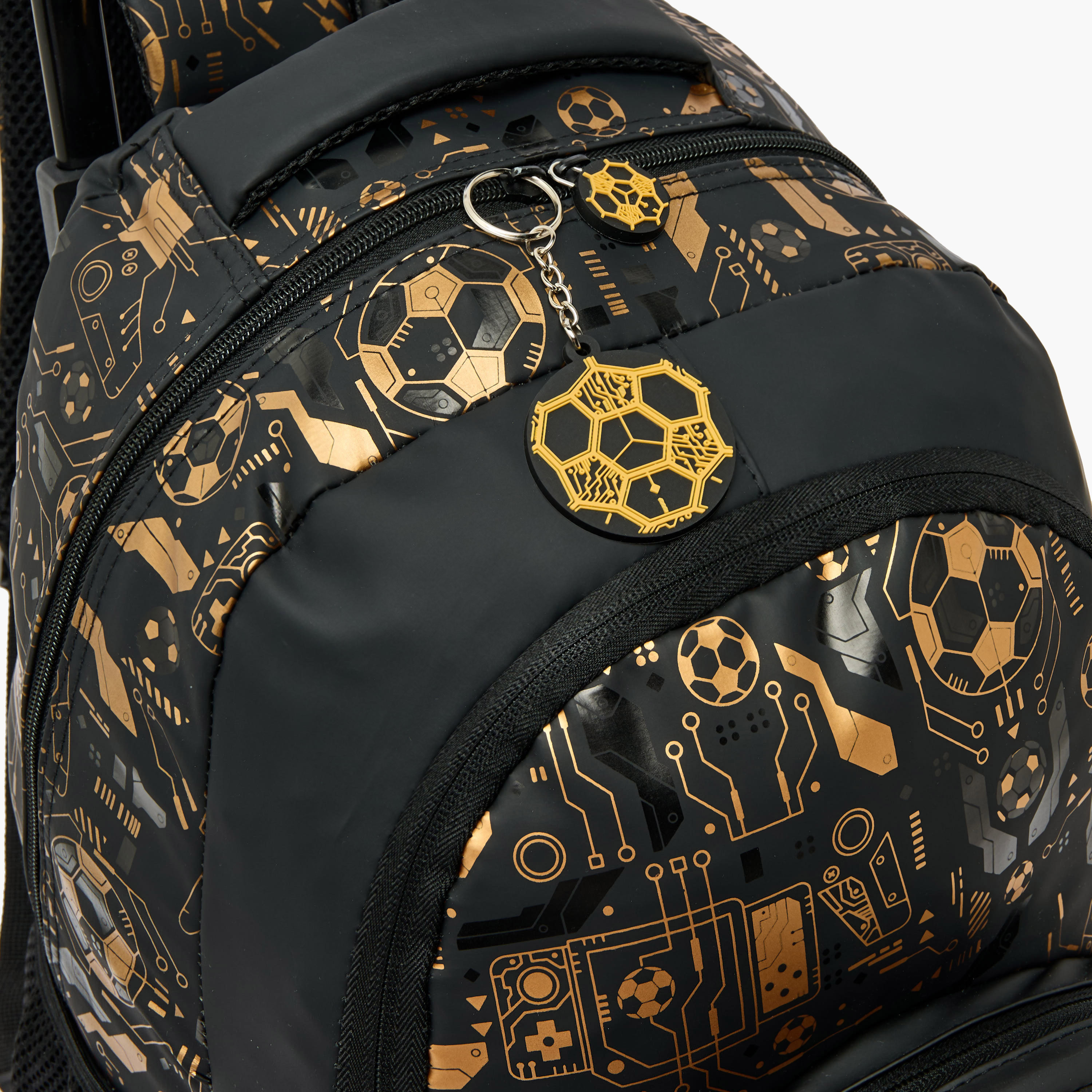 Football Print Trolley Backpack for Boys 8-13 Years with Zip Closure - 17 inches-school-bagsandbackpacks-trolleybags-image-6