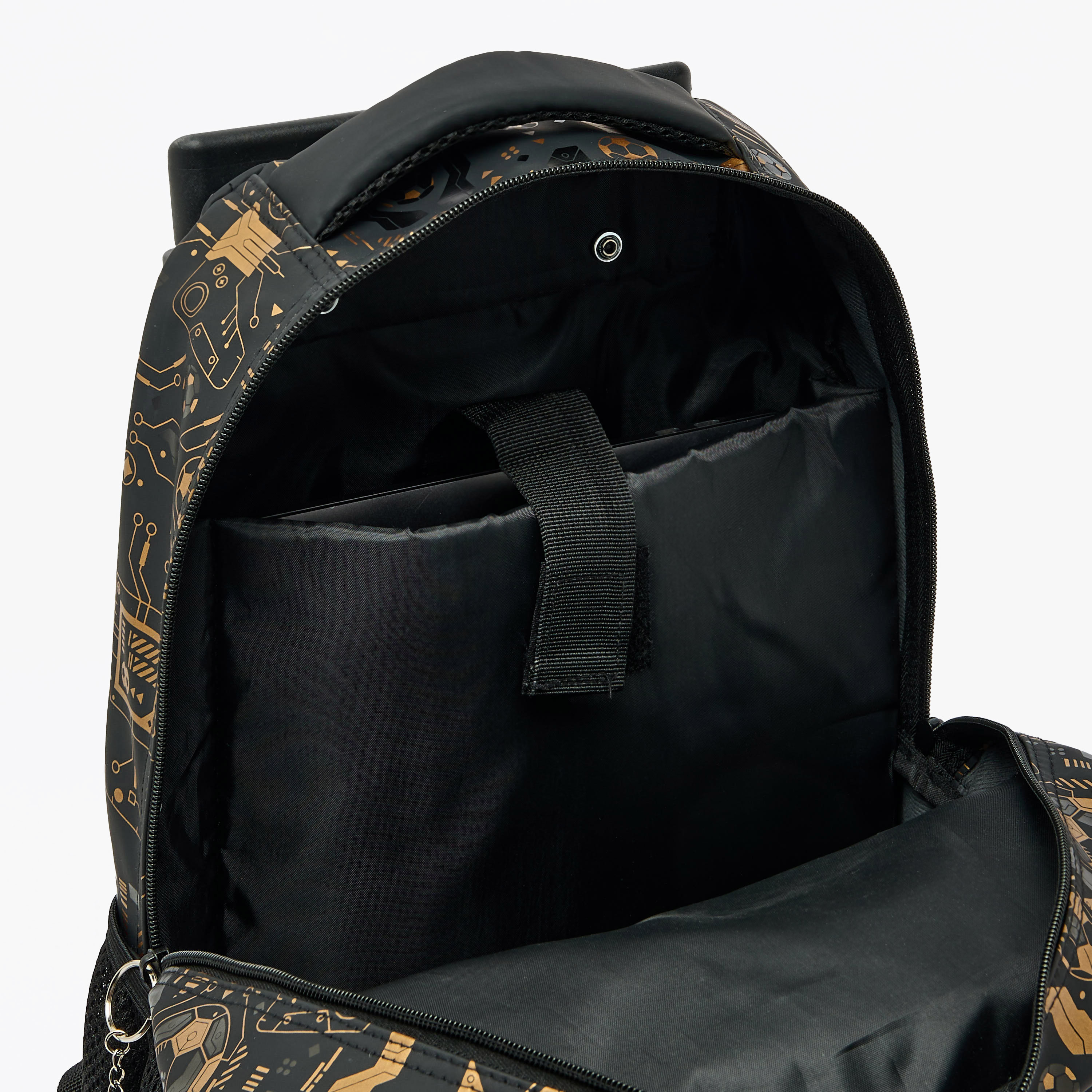 Football Print Trolley Backpack for Boys 8-13 Years with Zip Closure - 17 inches-school-bagsandbackpacks-trolleybags-image-7