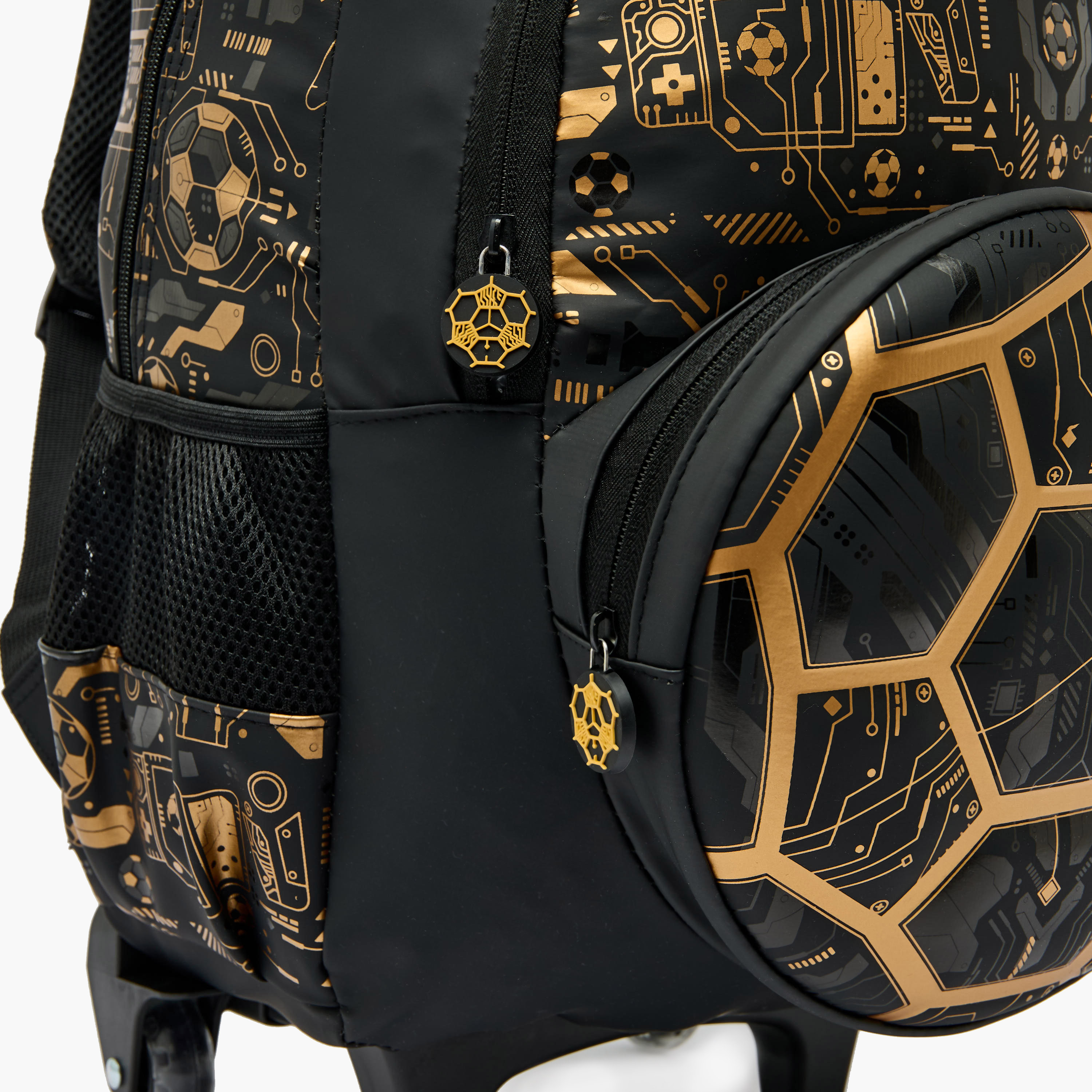 Football Print Trolley Backpack for Boys 8-13 Years with Zip Closure - 17 inches-school-bagsandbackpacks-trolleybags-image-8