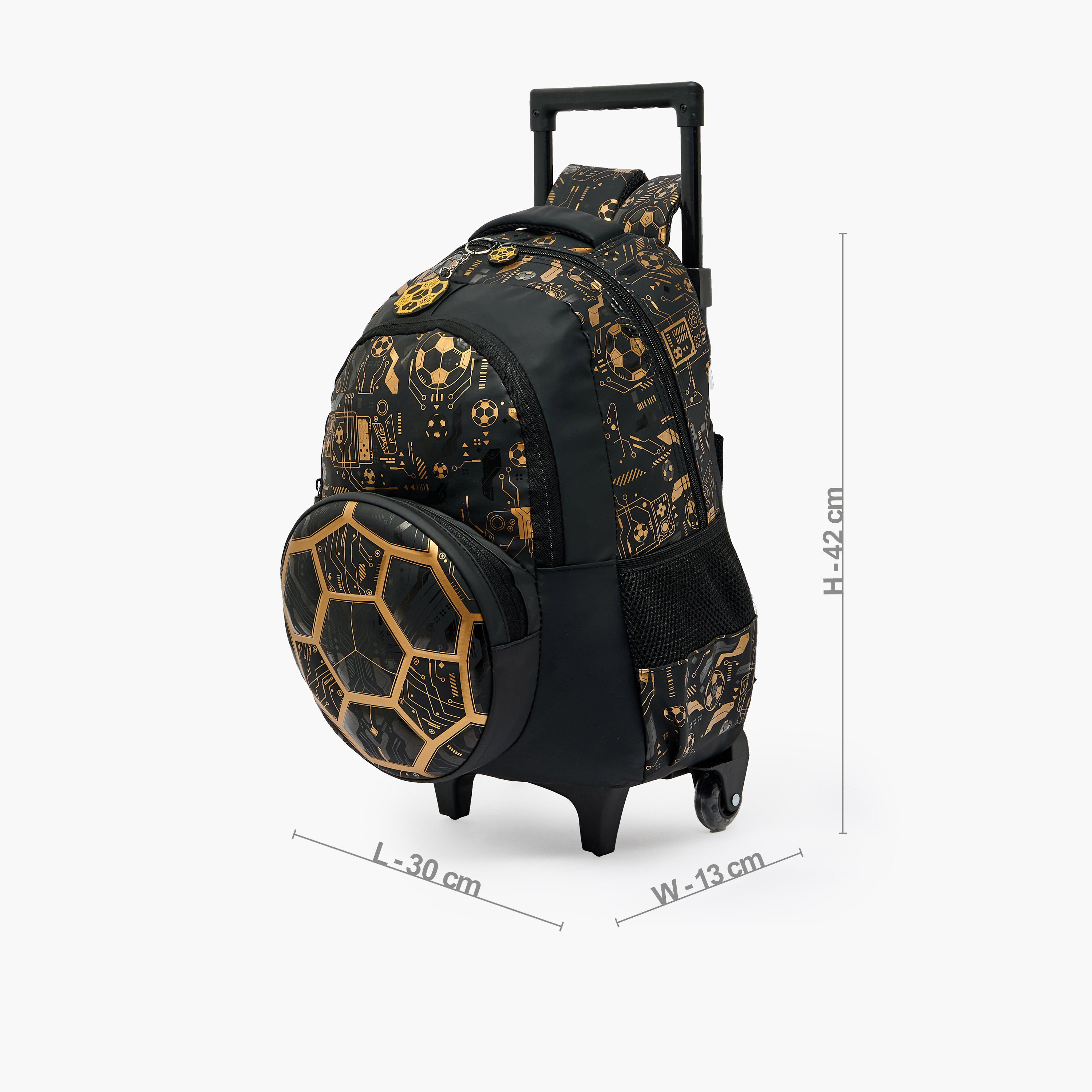 Football Print Trolley Backpack for Boys 8-13 Years with Zip Closure - 17 inches-school-bagsandbackpacks-trolleybags-image-9