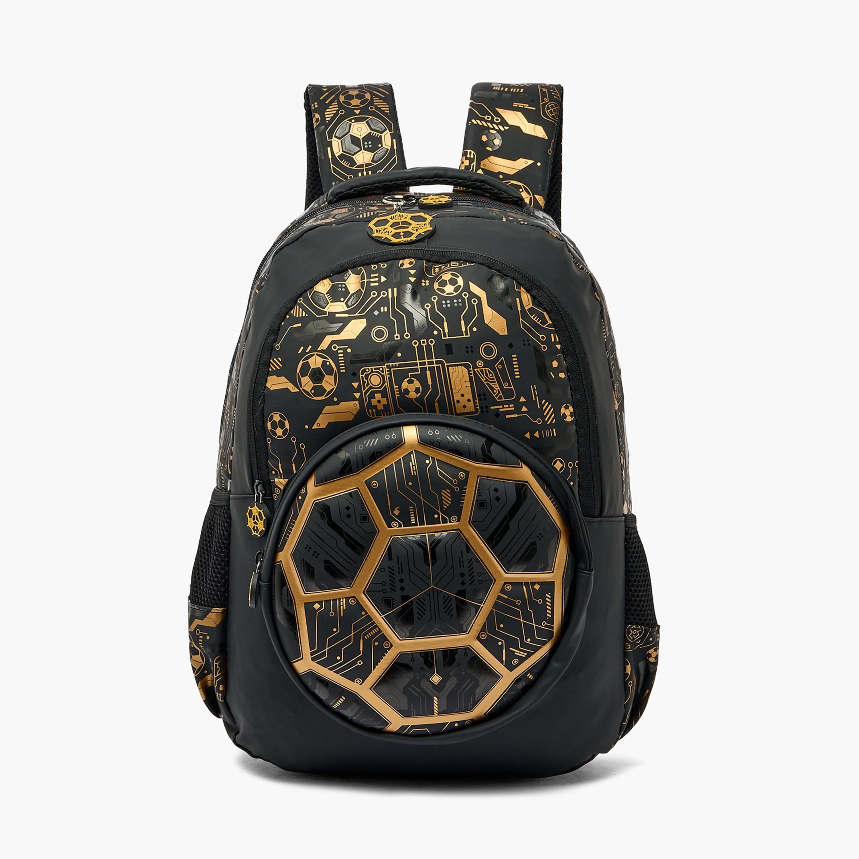 Football Print Backpack for Boys 8-13 Years with Adjustable Straps - 17 inches-school-bagsandbackpacks-backpacks-image-1