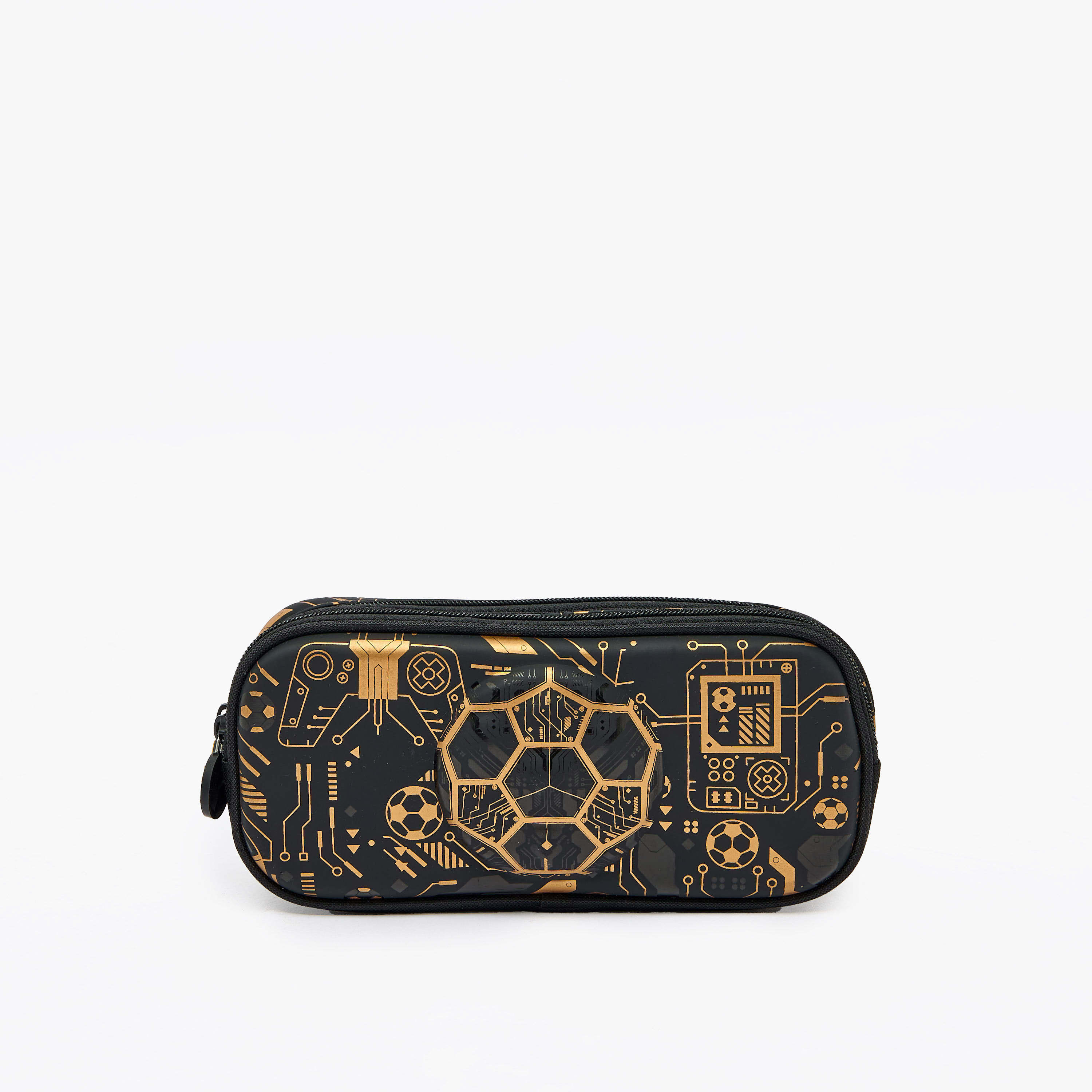 مقلمة بقسمين وطبعات كرة قدم-school-stationery-pencilcases-image-1