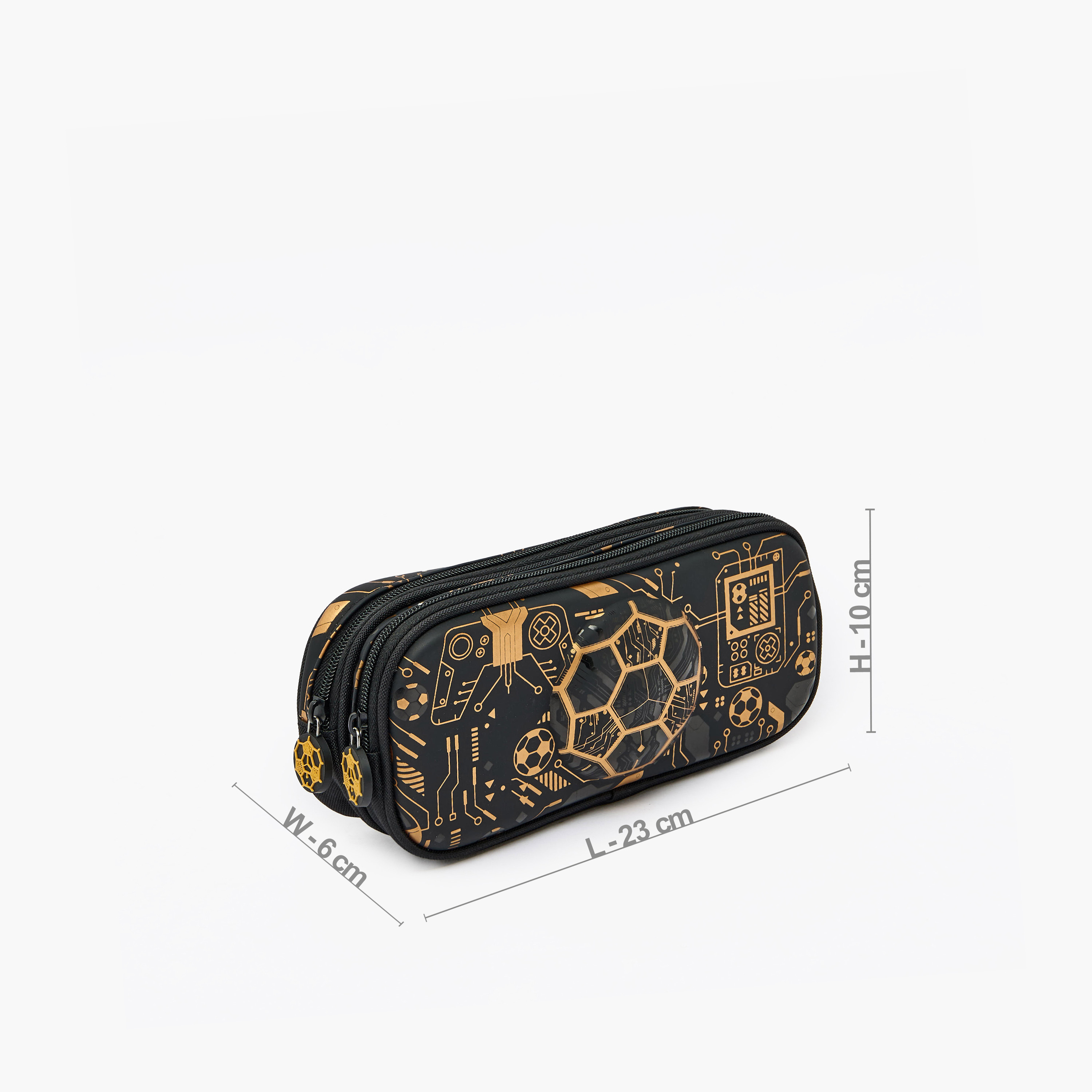 مقلمة بقسمين وطبعات كرة قدم-school-stationery-pencilcases-image-4