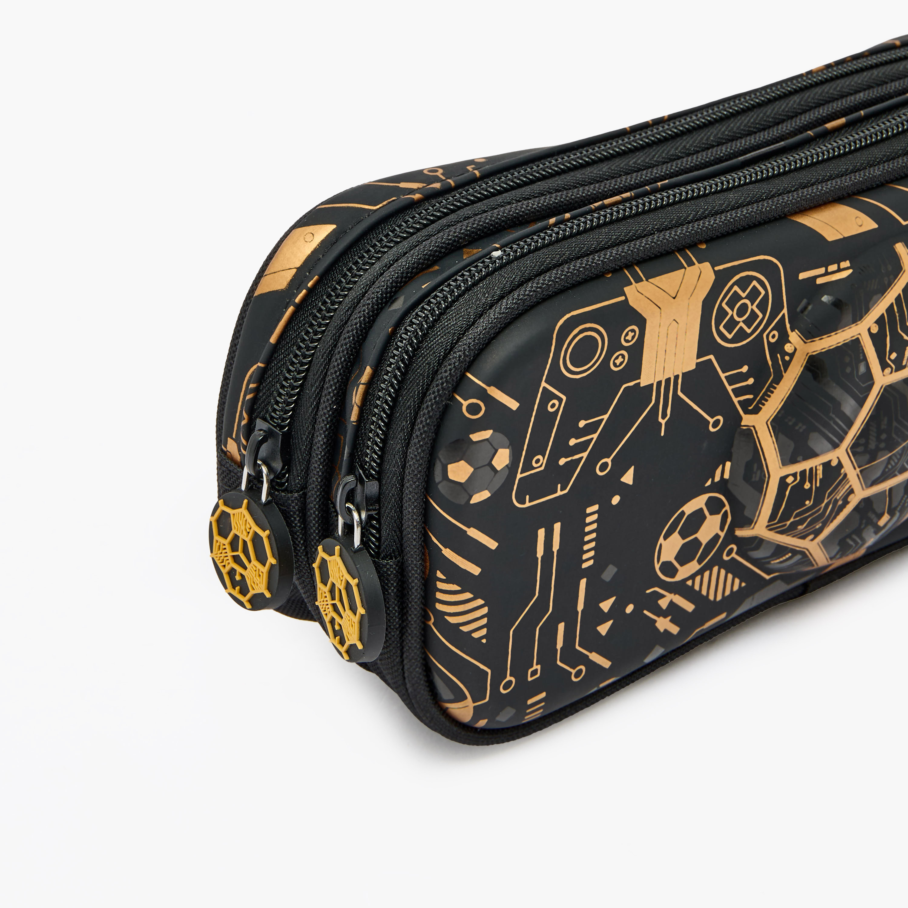 مقلمة بقسمين وطبعات كرة قدم-school-stationery-pencilcases-image-6