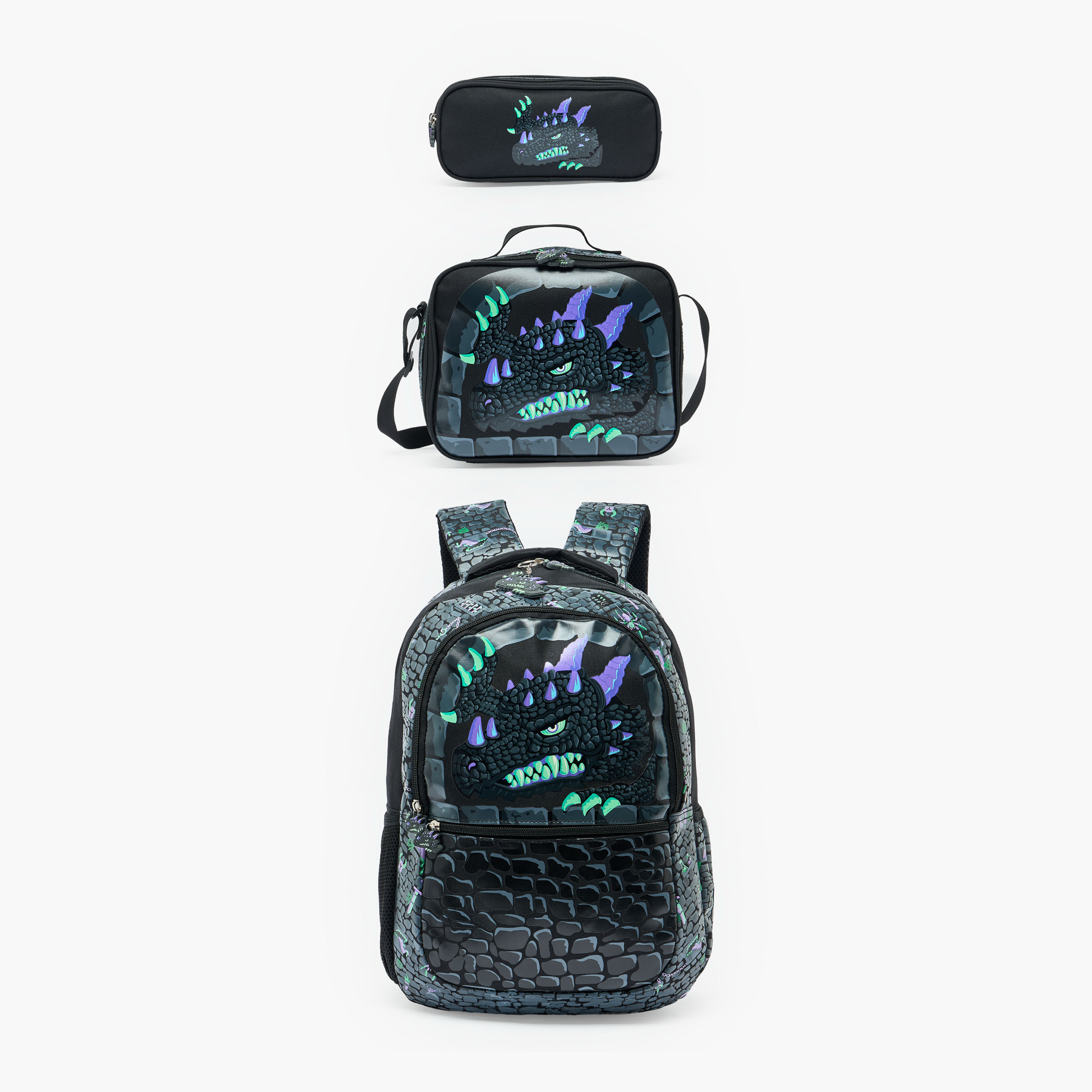 Dragon Print Pencil Pouch with 2 Compartments-school-stationery-pencilcases-image-8