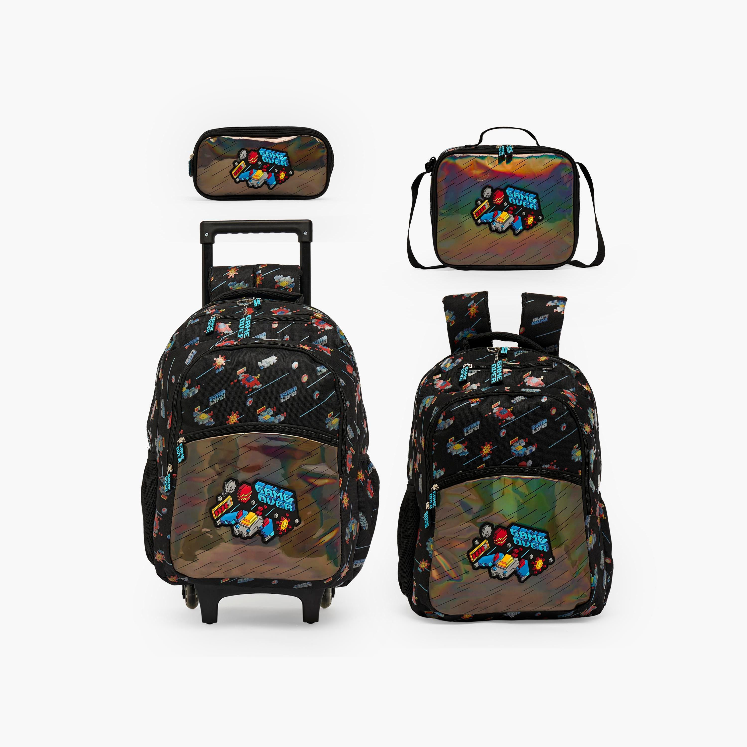 شنطة بعجلات وطبعات ألعاب وسحاب إغلاق للأولاد من 5 - 8 سنوات - 17 بوصة-school-bagsandbackpacks-trolleybags-image-13
