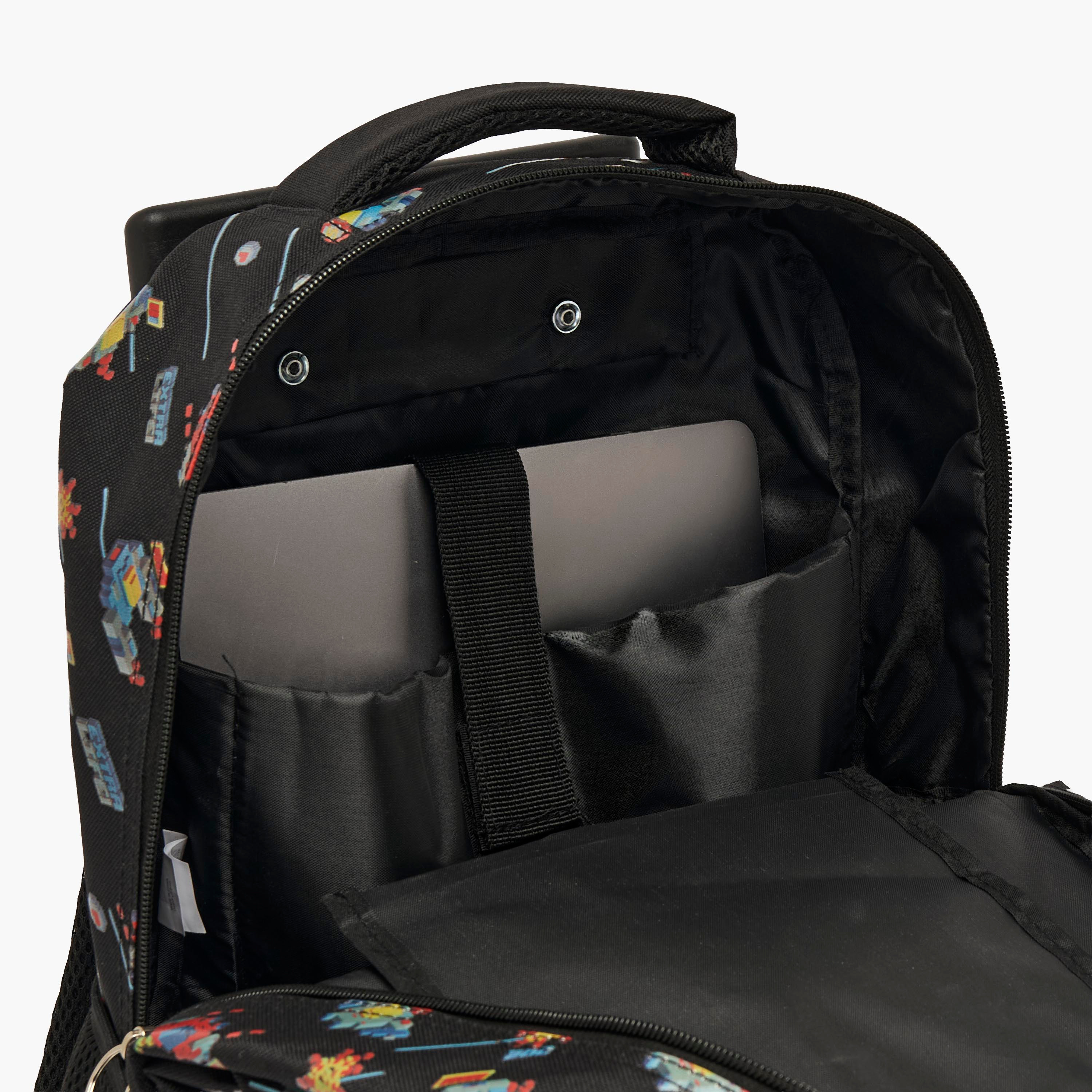 Game Print Trolley Bag for Boys 5-8 Years with Zip Closure - 17 inches-school-bagsandbackpacks-trolleybags-image-6