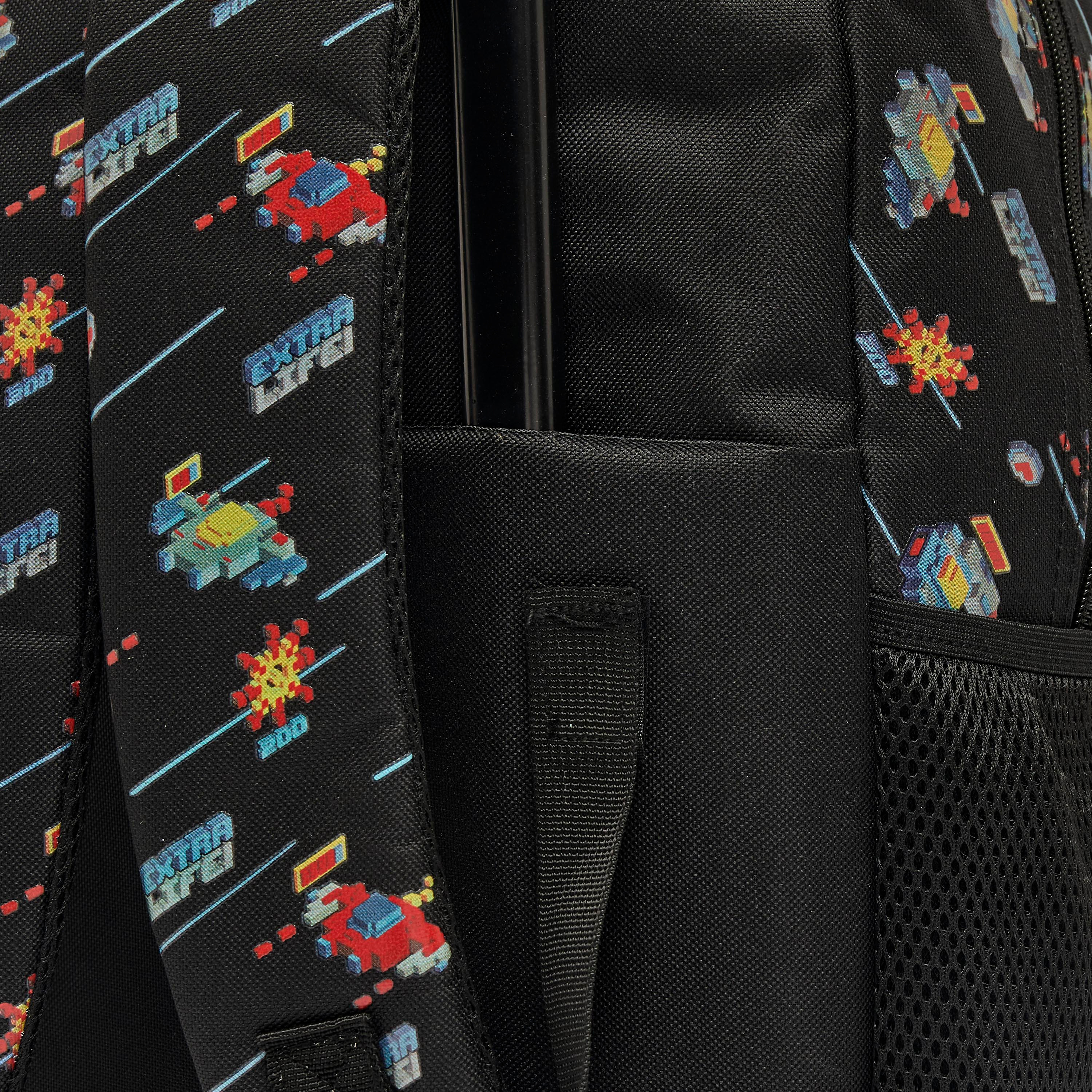 Game Print Trolley Bag for Boys 5-8 Years with Zip Closure - 17 inches-school-bagsandbackpacks-trolleybags-image-7