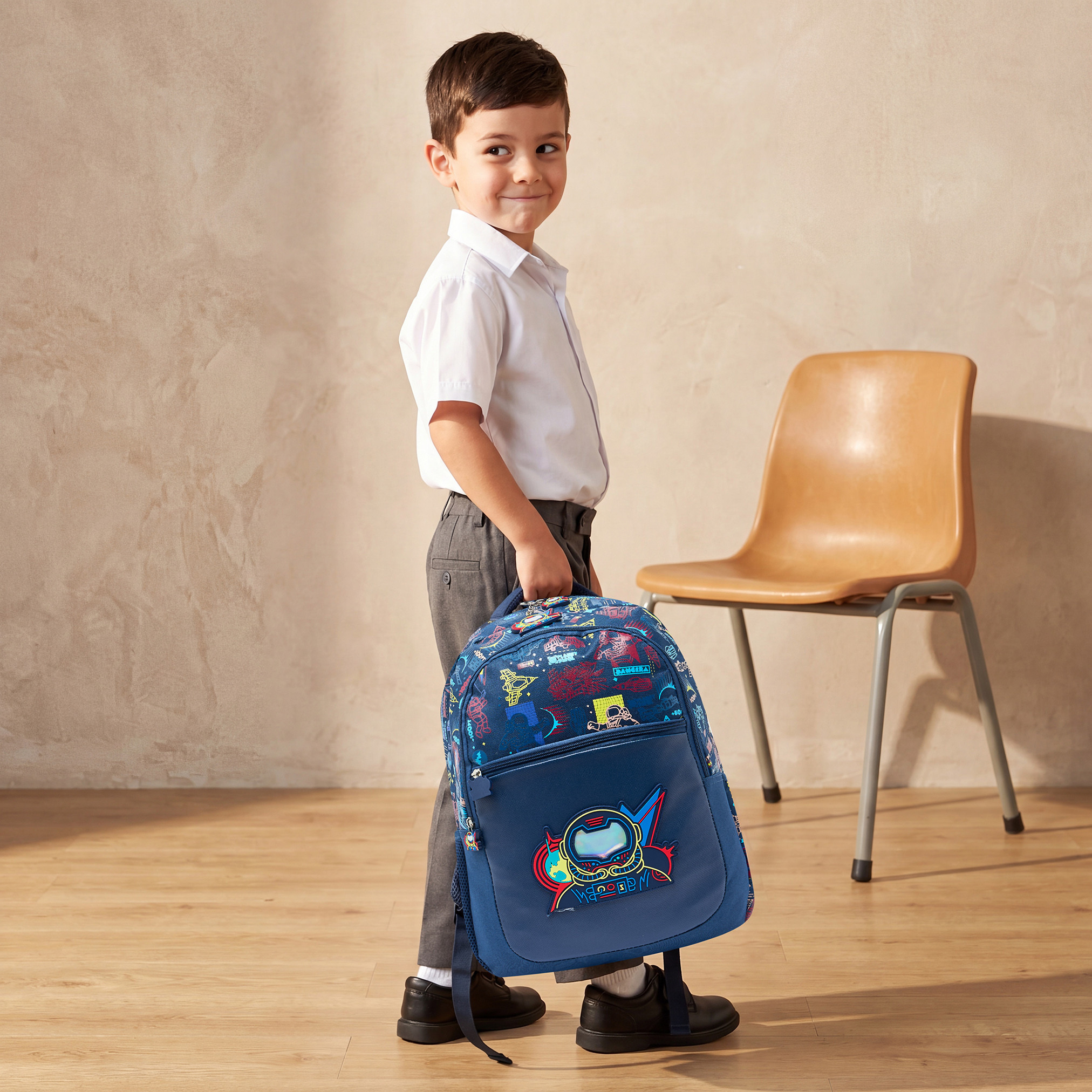 Space Print Backpack for Boys 8-13 Years with Padded Shoulder Straps - 17 inches-school-bagsandbackpacks-backpacks-image-4