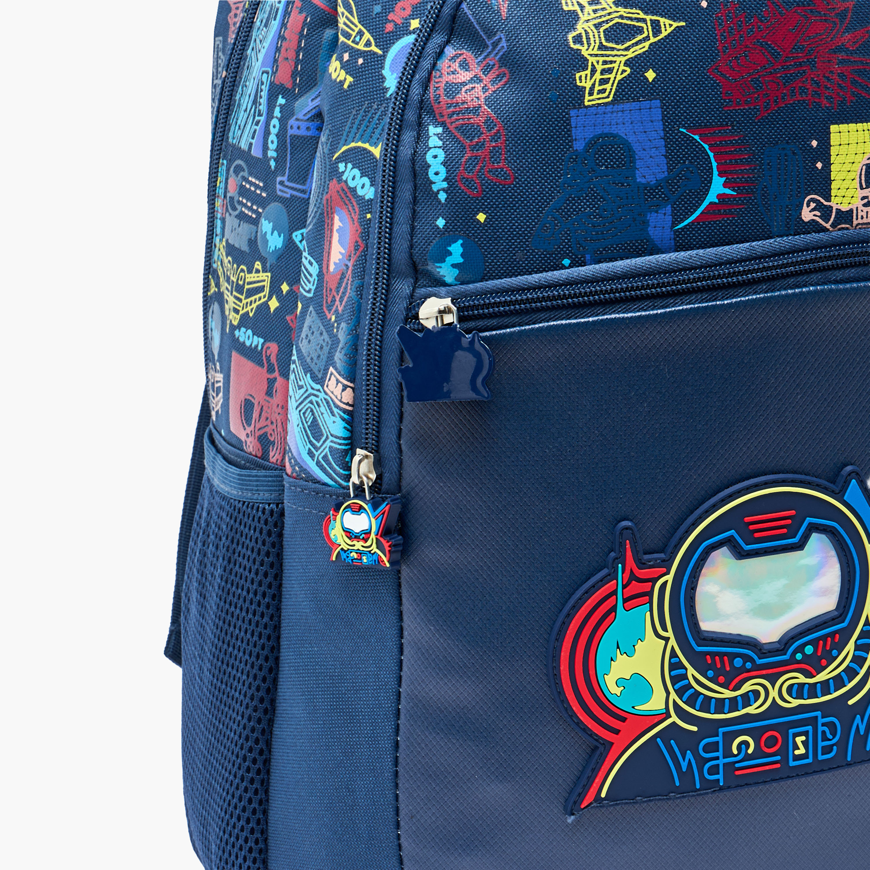 Space Print Backpack for Boys 8-13 Years with Padded Shoulder Straps - 17 inches-school-bagsandbackpacks-backpacks-image-5