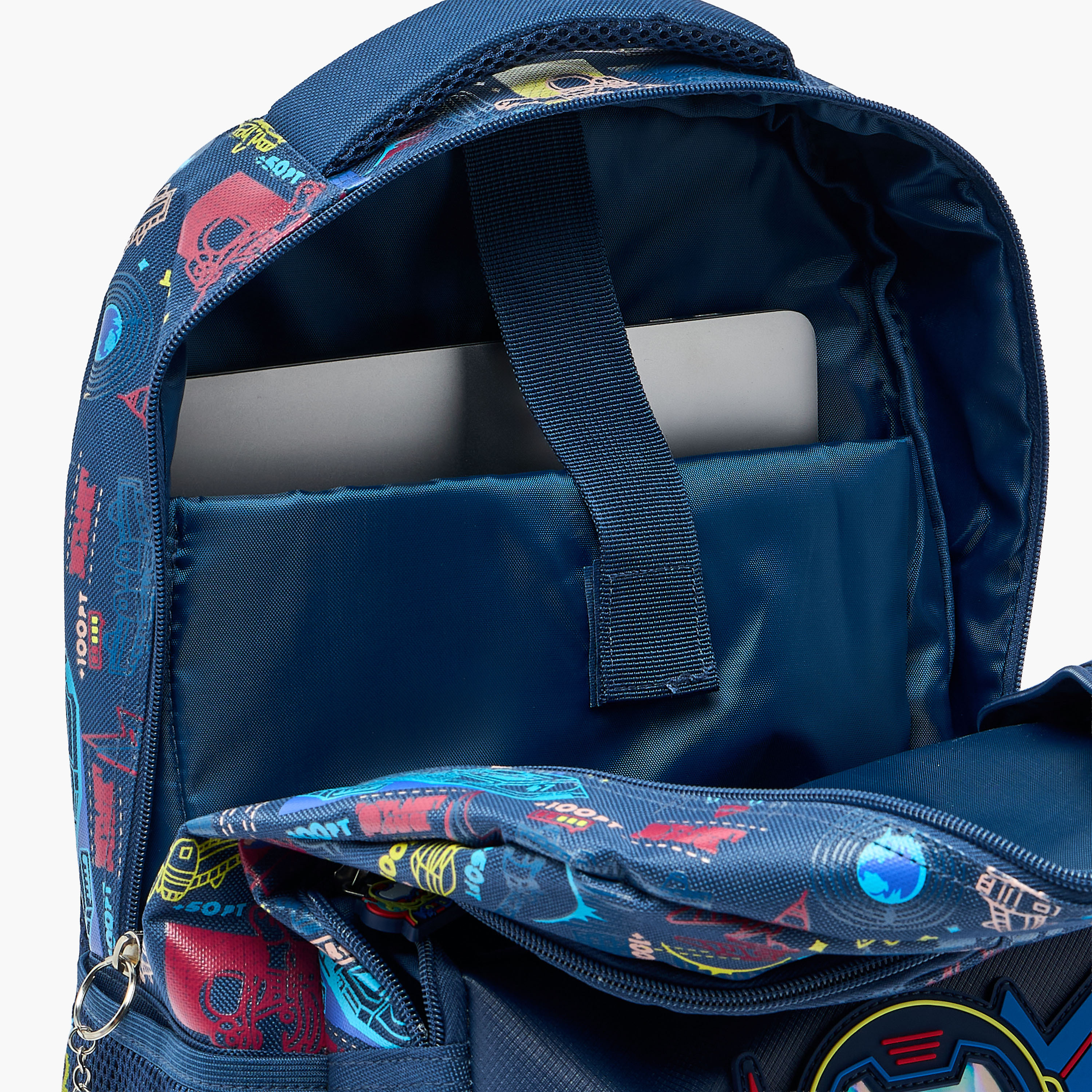 Space Print Backpack for Boys 8-13 Years with Padded Shoulder Straps - 17 inches-school-bagsandbackpacks-backpacks-image-7