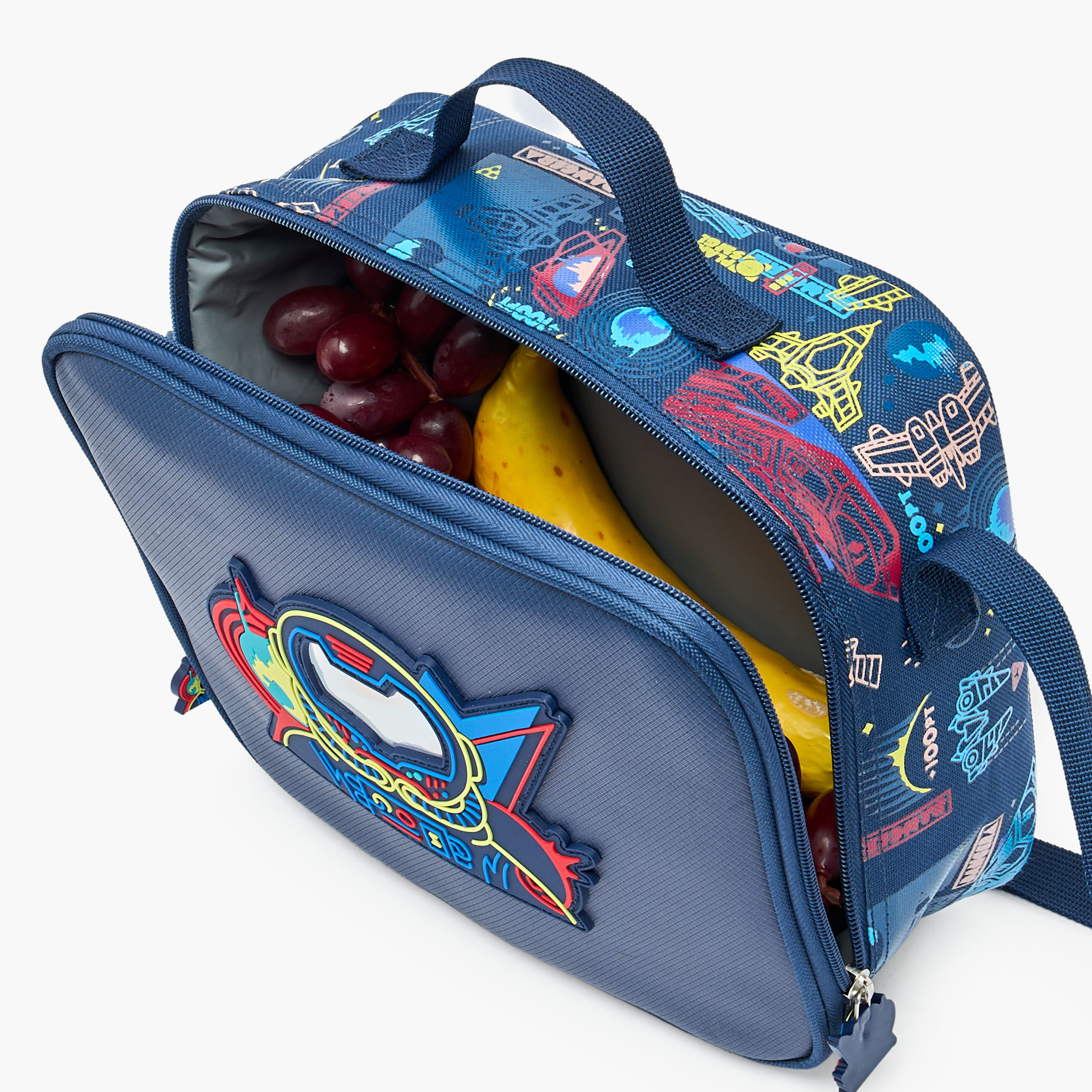 شنطة غداء بطبعات رائد فضاء وحزام قابل للتعديل للأولاد من 5 - 8 سنوات-school-lunchessentials-lunchbags-image-4