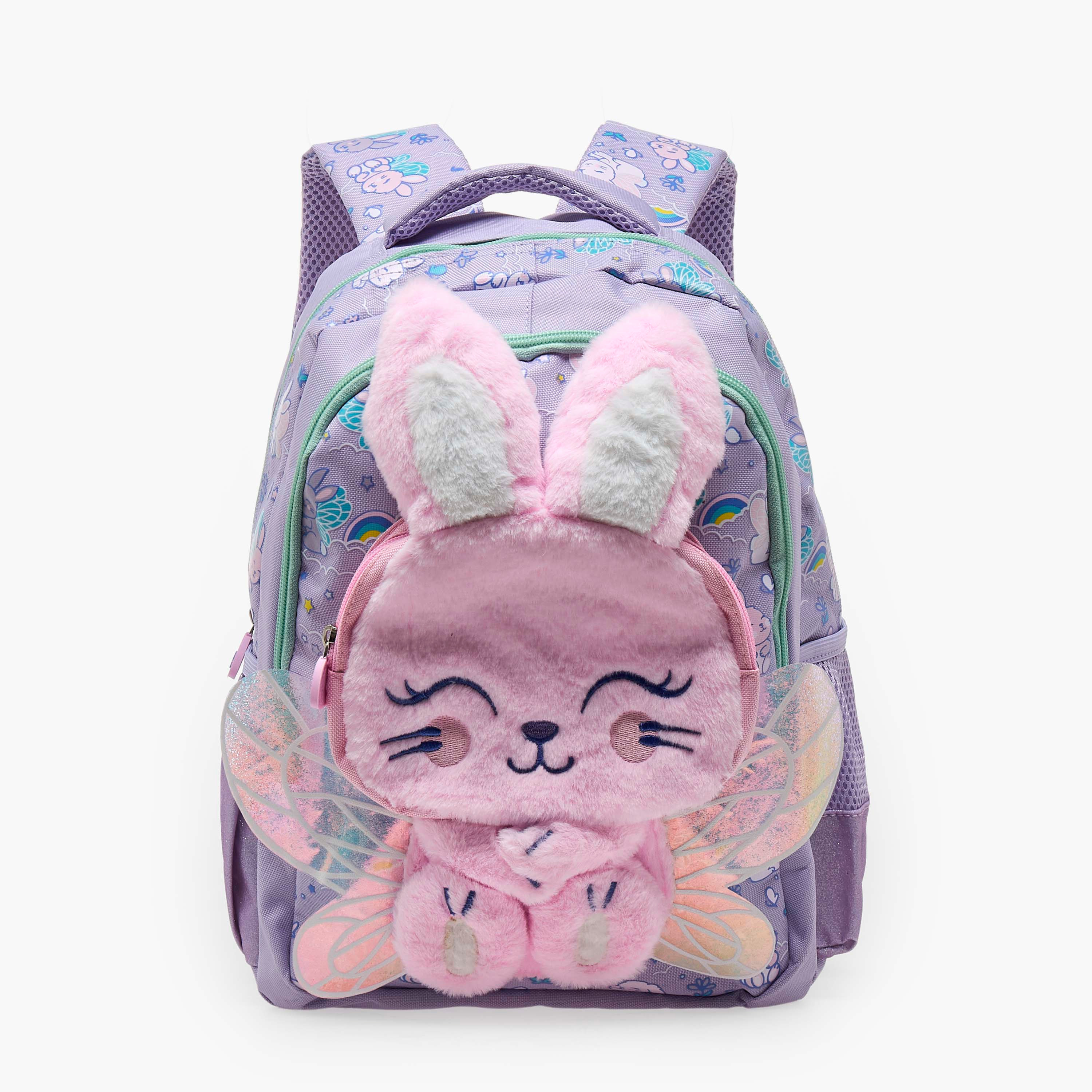 شنطة ظهر للبنات 2-5 سنة بأحزمة مبطنة وزينة أرنب - 14 بوصة-school-bagsandbackpacks-backpacks-image-1