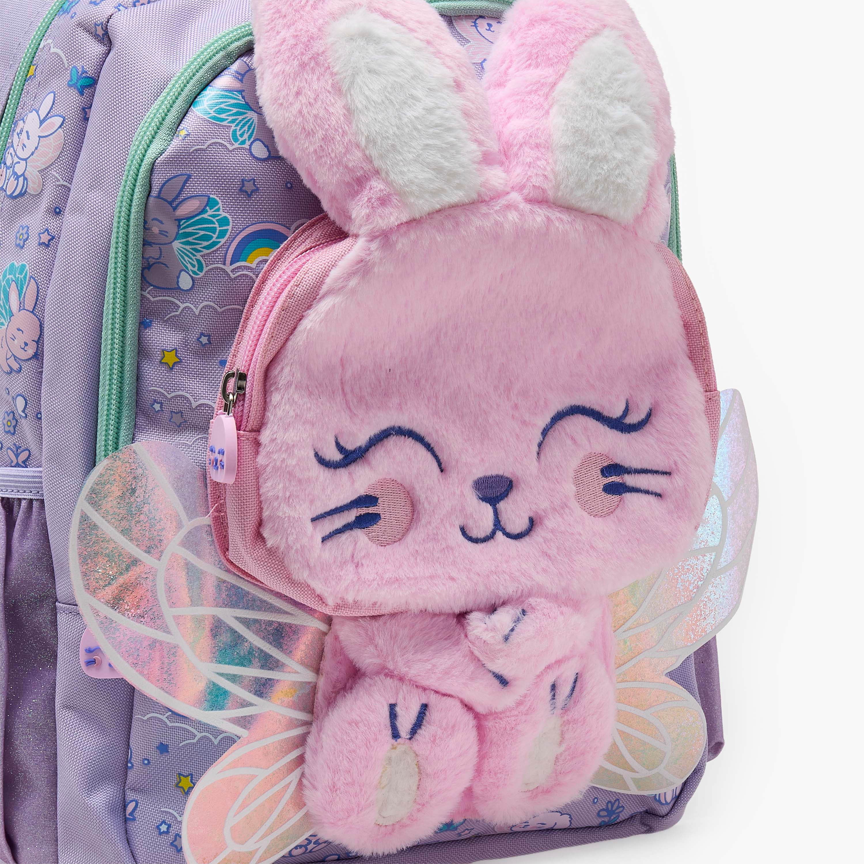 شنطة ظهر للبنات 2-5 سنة بأحزمة مبطنة وزينة أرنب - 14 بوصة-school-bagsandbackpacks-backpacks-image-5