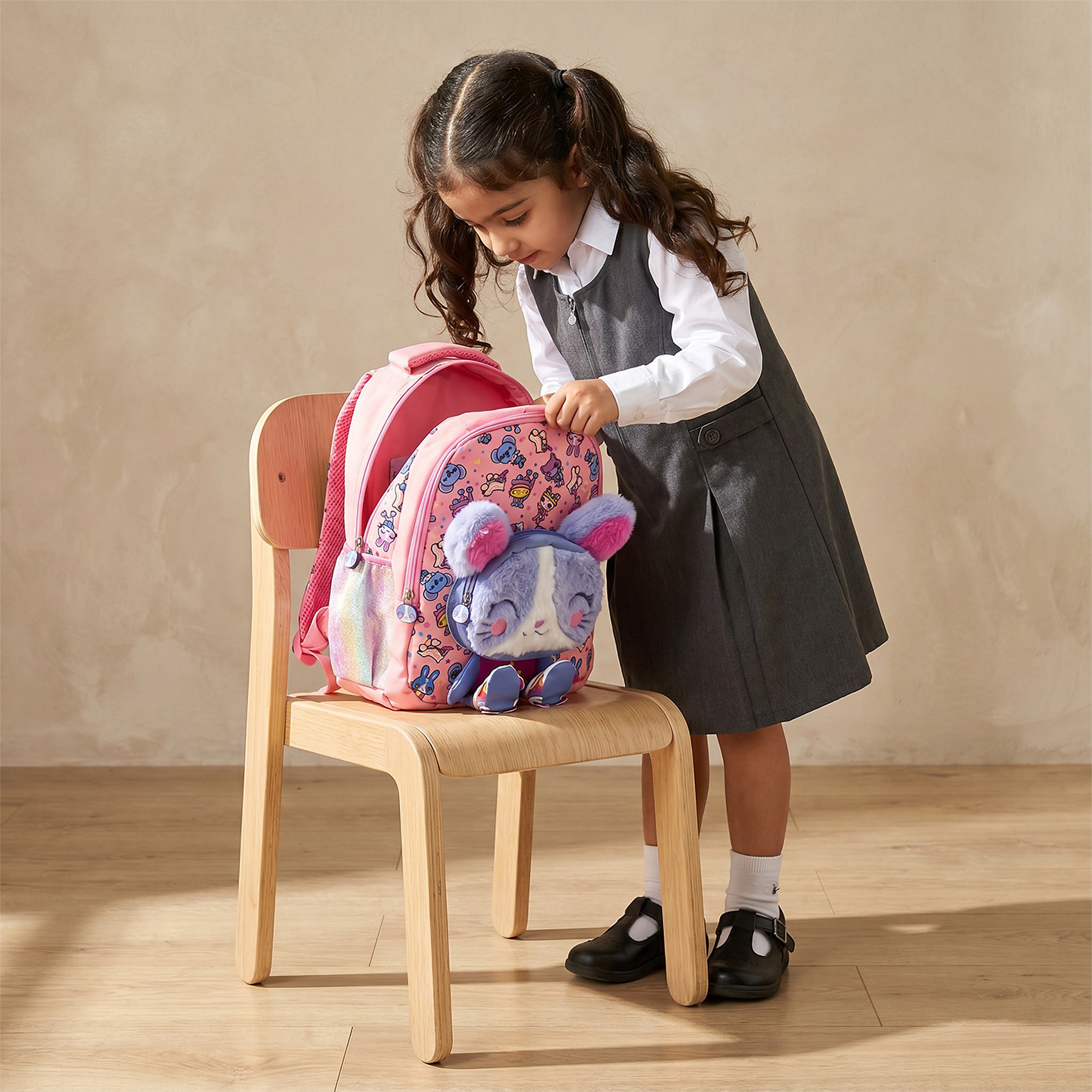 شنطة ظهر للبنات 2-5 سنة بأحزمة مبطنة وزينة أرنب - 14 بوصة-school-bagsandbackpacks-backpacks-image-12