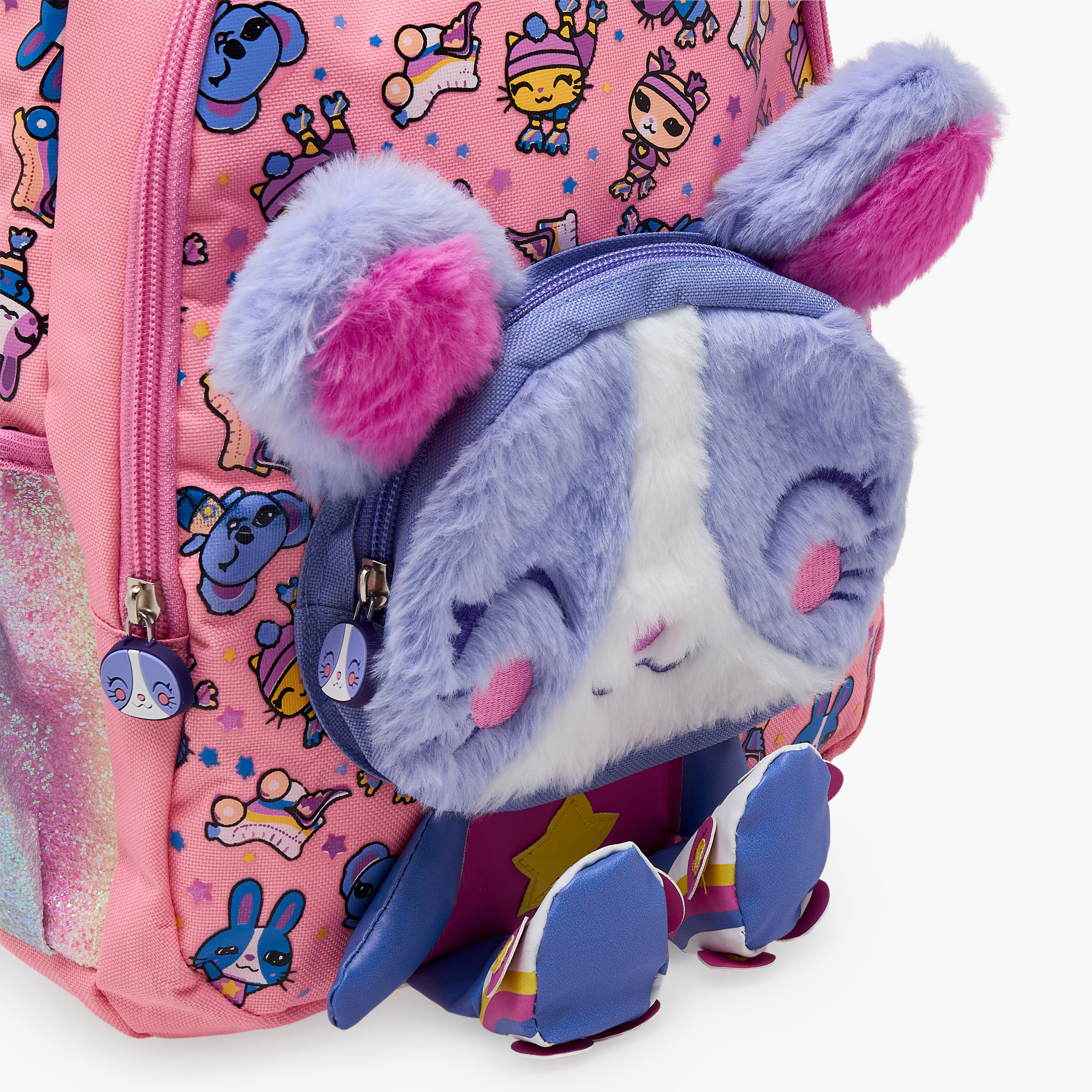 شنطة ظهر للبنات 2-5 سنة بأحزمة مبطنة وزينة أرنب - 14 بوصة-school-bagsandbackpacks-backpacks-image-14