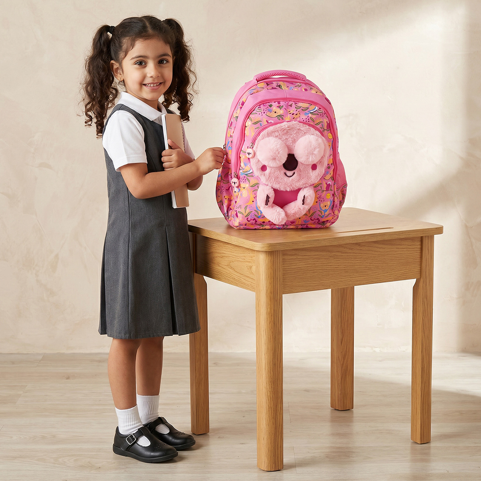 شنطة ظهر بأحزمة مبطنة وطبعات كوالا للبنات بعمر 2-5 سنوات - 14 بوصة-school-bagsandbackpacks-backpacks-image-3