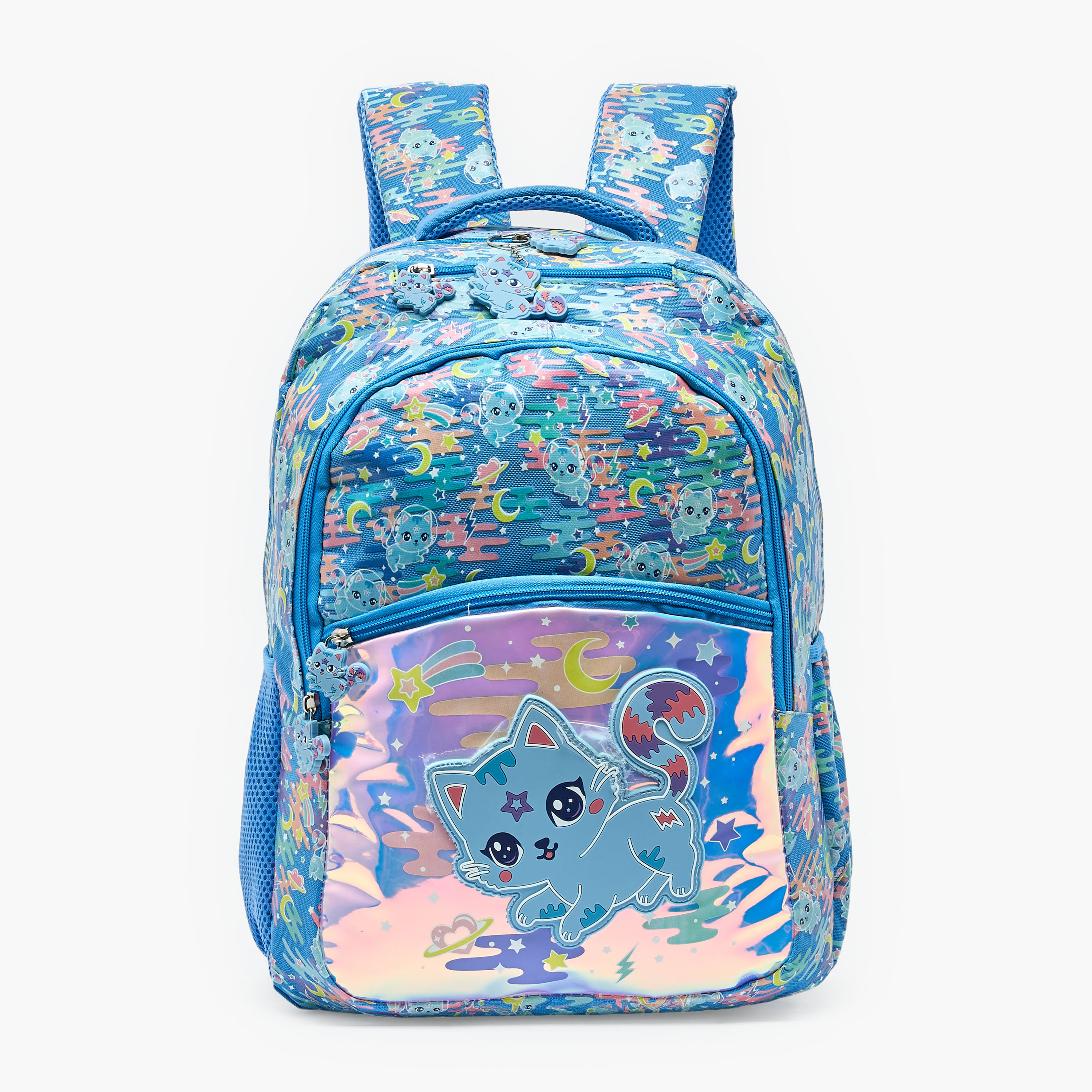 Cat Print Backpack for Girls 8-13 Years with Padded Shoulder Straps - 17 inches-school-bagsandbackpacks-backpacks-image-1