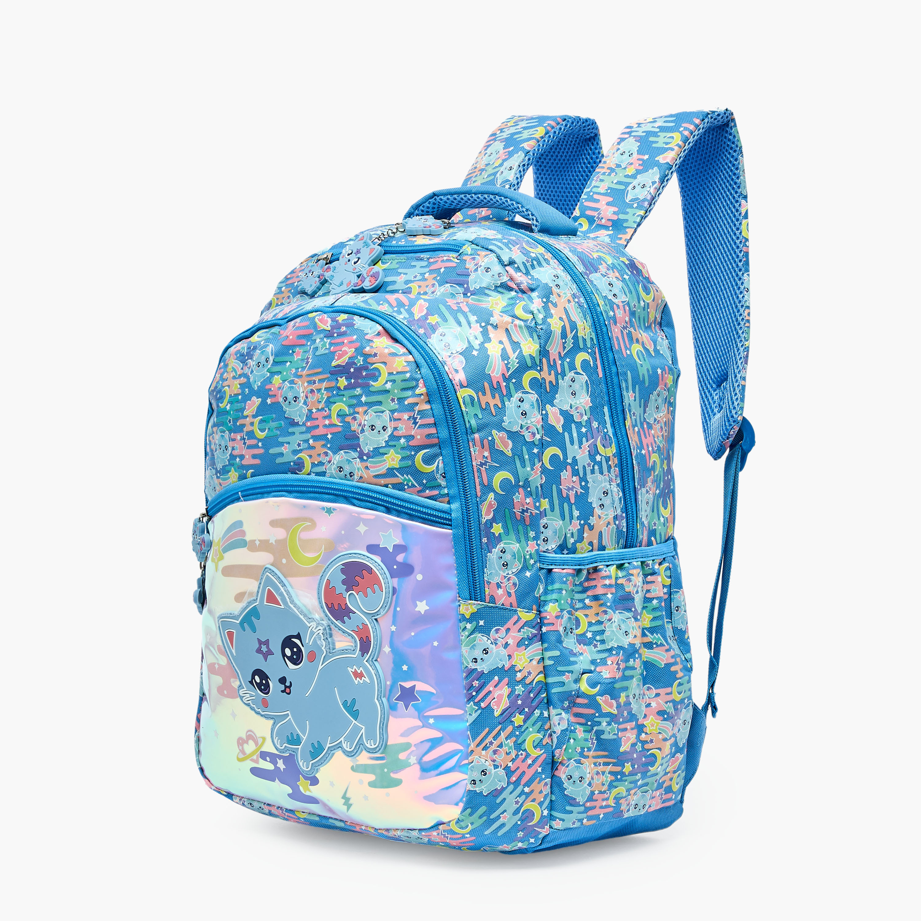 Cat Print Backpack for Girls 8-13 Years with Padded Shoulder Straps - 17 inches-school-bagsandbackpacks-backpacks-image-5