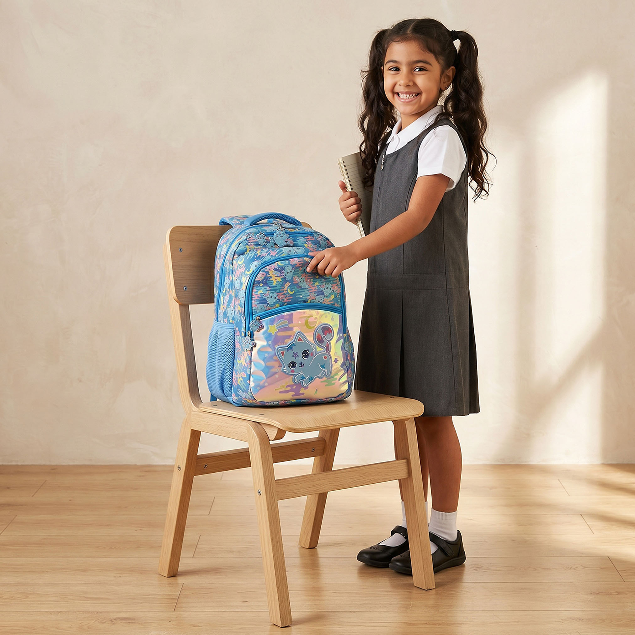 Cat Print Backpack for Girls 8-13 Years with Padded Shoulder Straps - 17 inches-school-bagsandbackpacks-backpacks-image-6