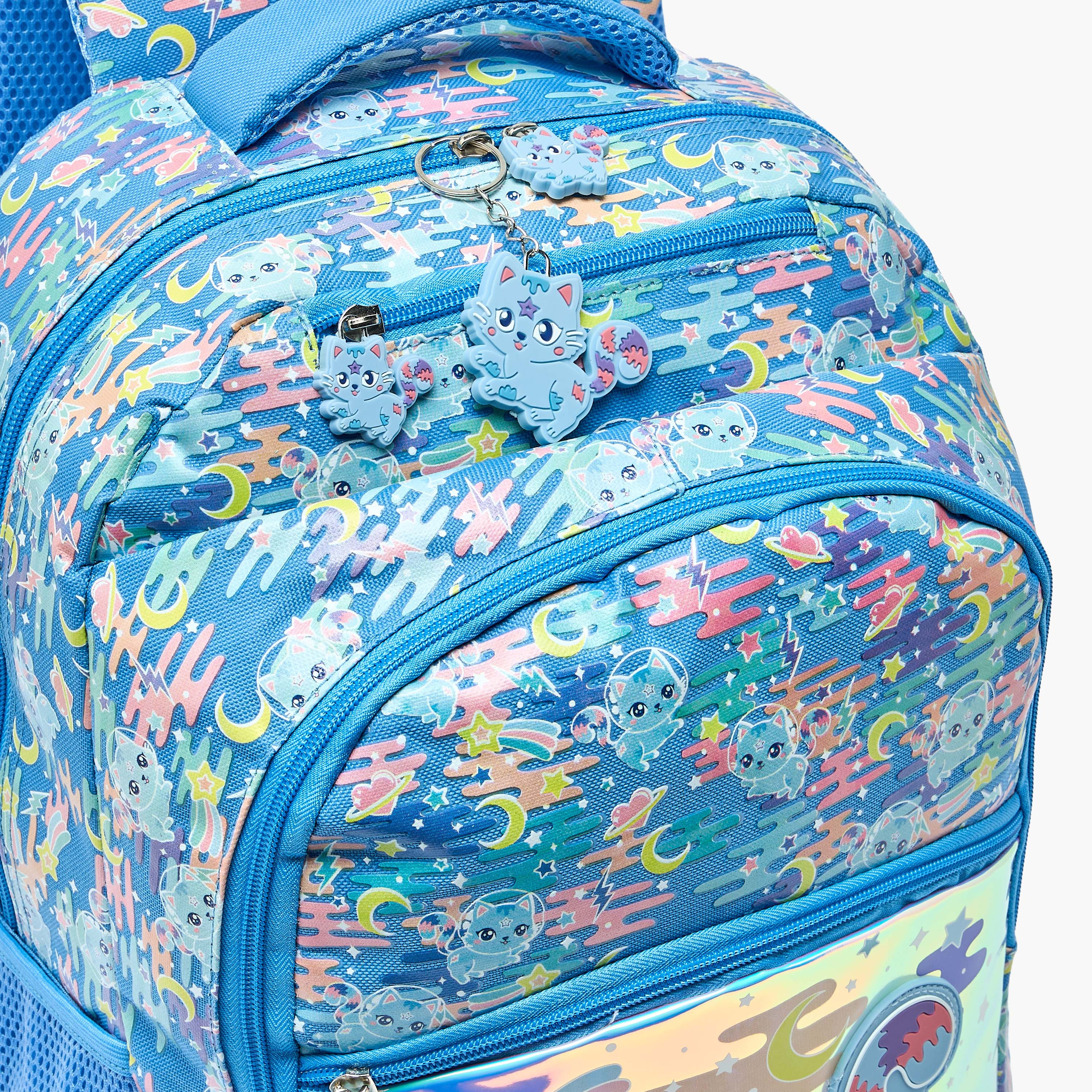Cat Print Backpack for Girls 8-13 Years with Padded Shoulder Straps - 17 inches-school-bagsandbackpacks-backpacks-image-3