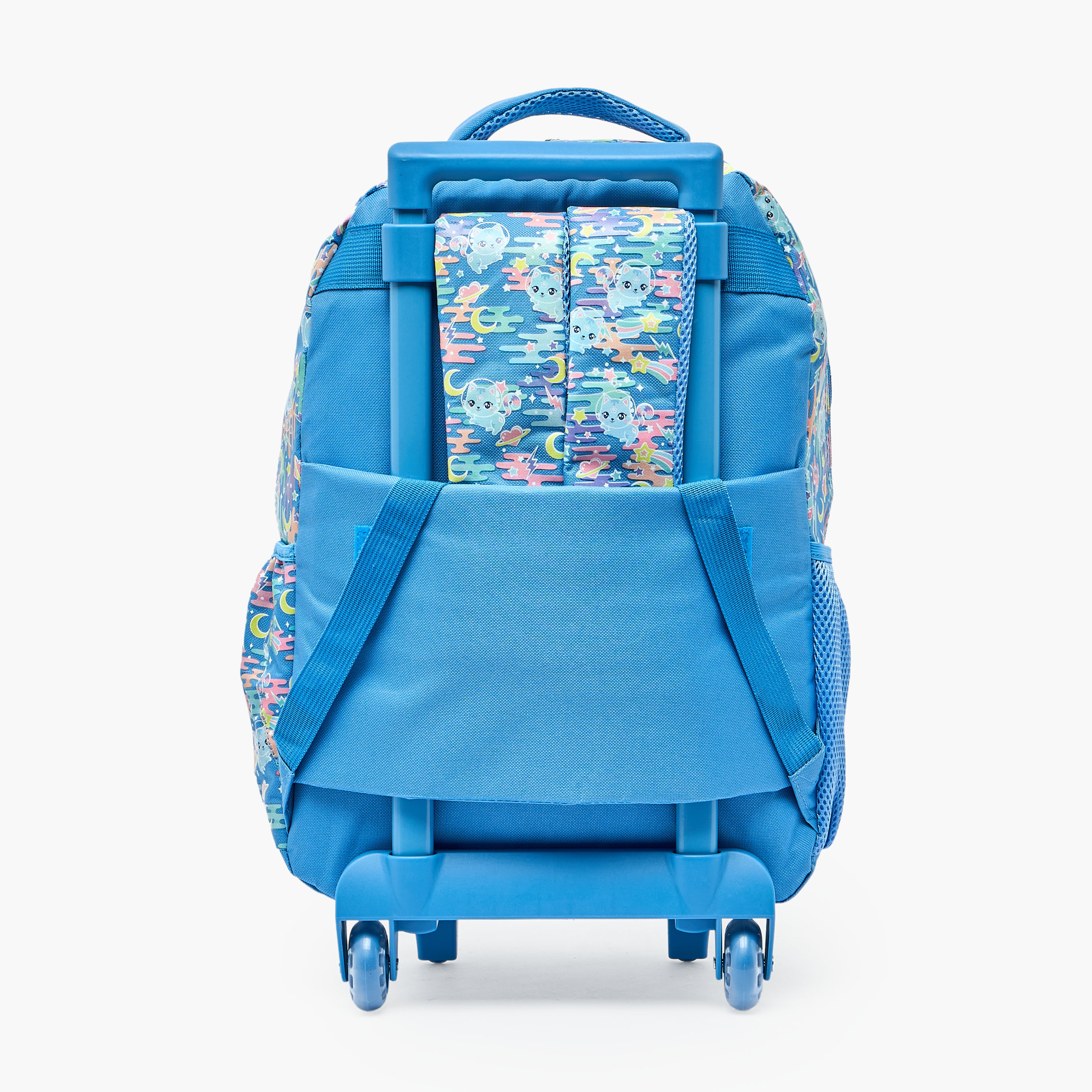 Cat Print Trolley Backpack for Girls 5-8 Years with Retractable Handle - 17 inches-school-bagsandbackpacks-trolleybags-image-11