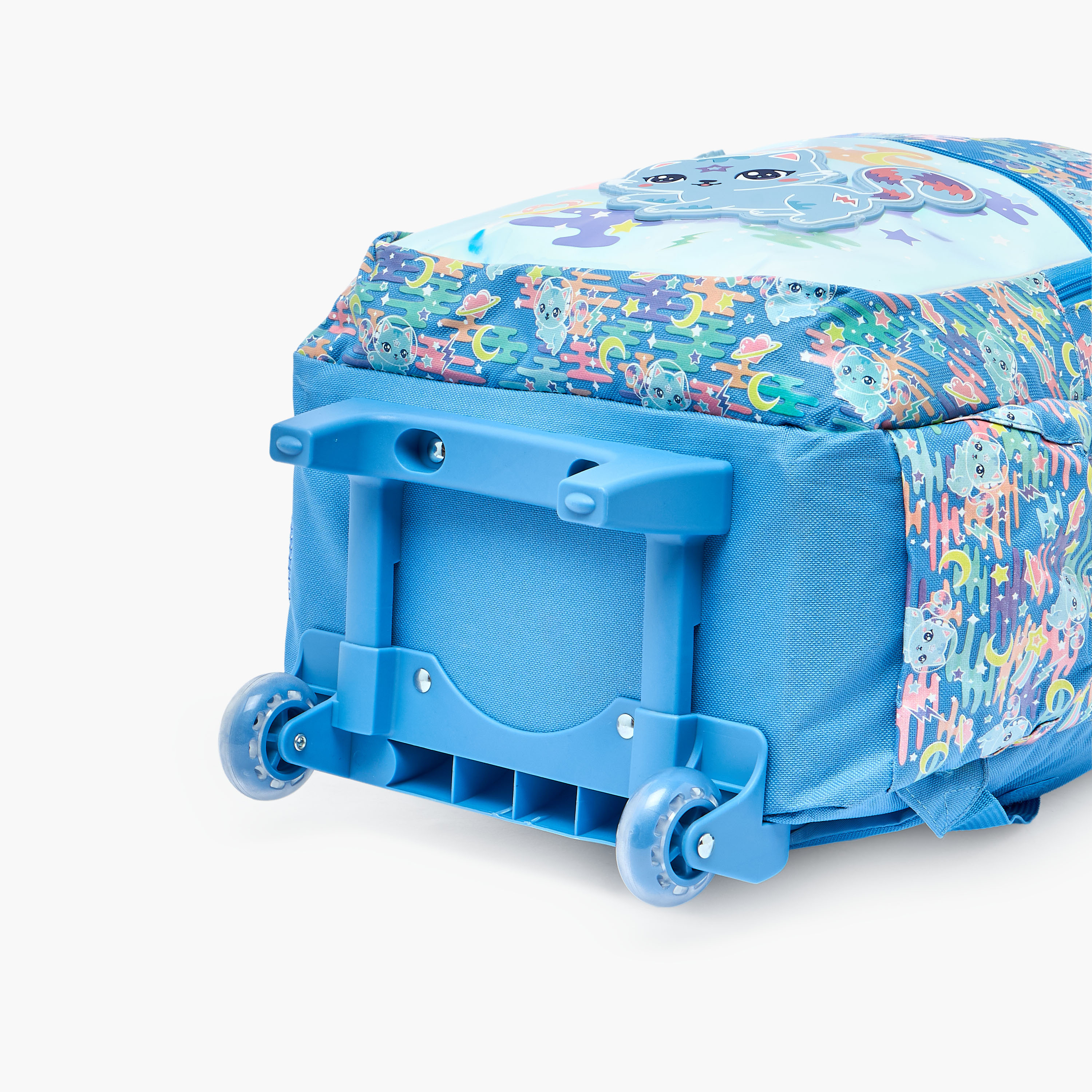 Cat Print Trolley Backpack for Girls 5-8 Years with Retractable Handle - 17 inches-school-bagsandbackpacks-trolleybags-image-13