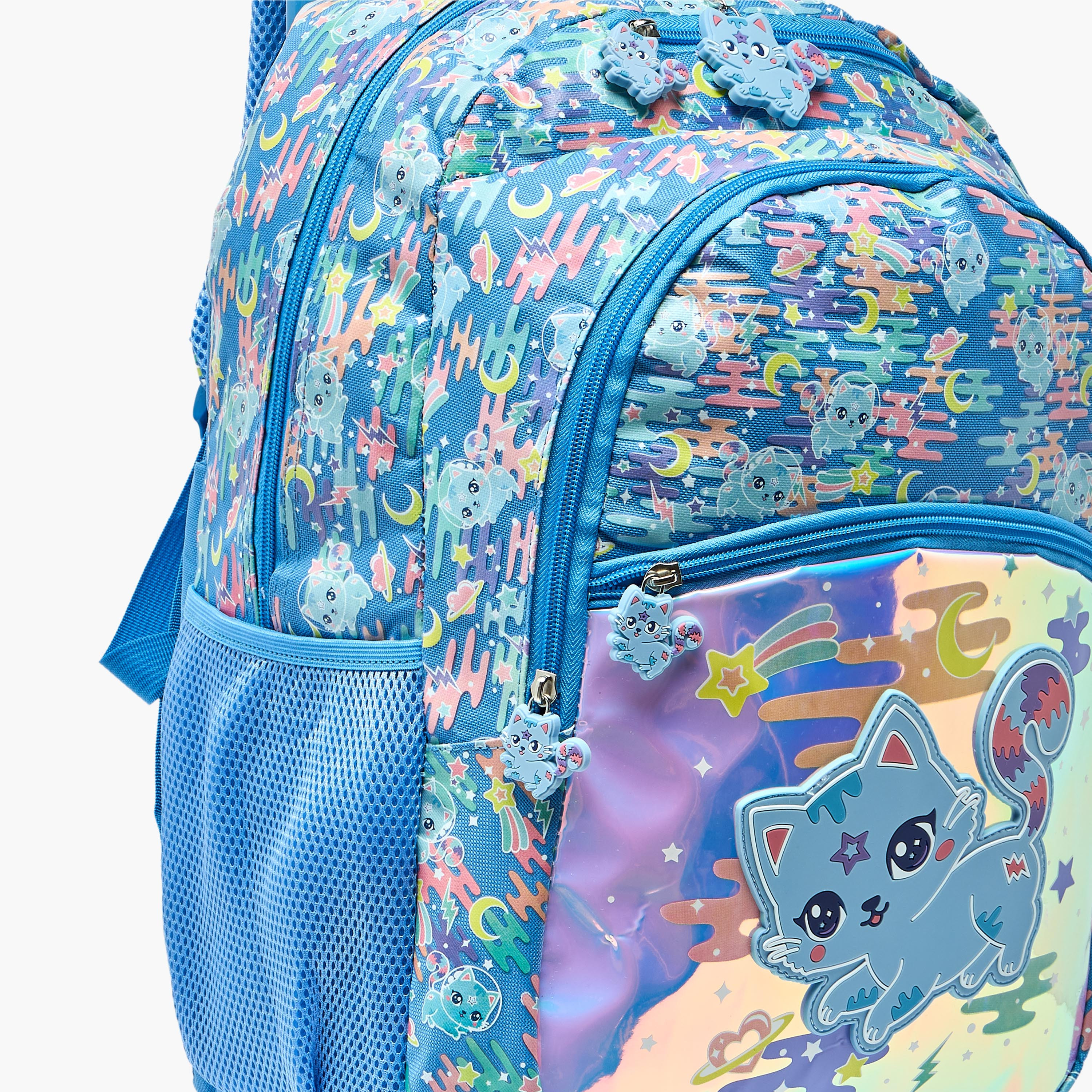 Cat Print Trolley Backpack for Girls 5-8 Years with Retractable Handle - 17 inches-school-bagsandbackpacks-trolleybags-image-5