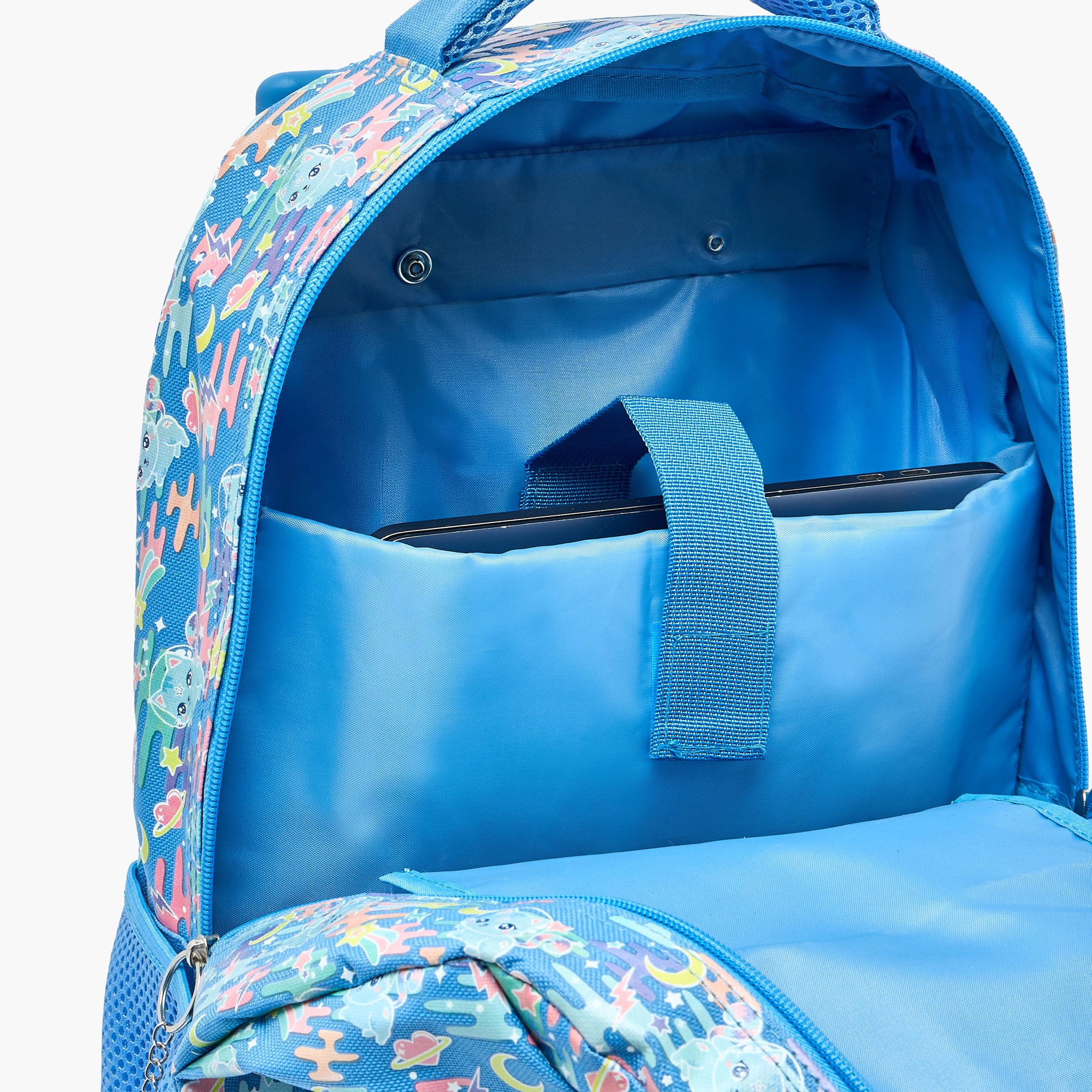 Cat Print Trolley Backpack for Girls 5-8 Years with Retractable Handle - 17 inches-school-bagsandbackpacks-trolleybags-image-7