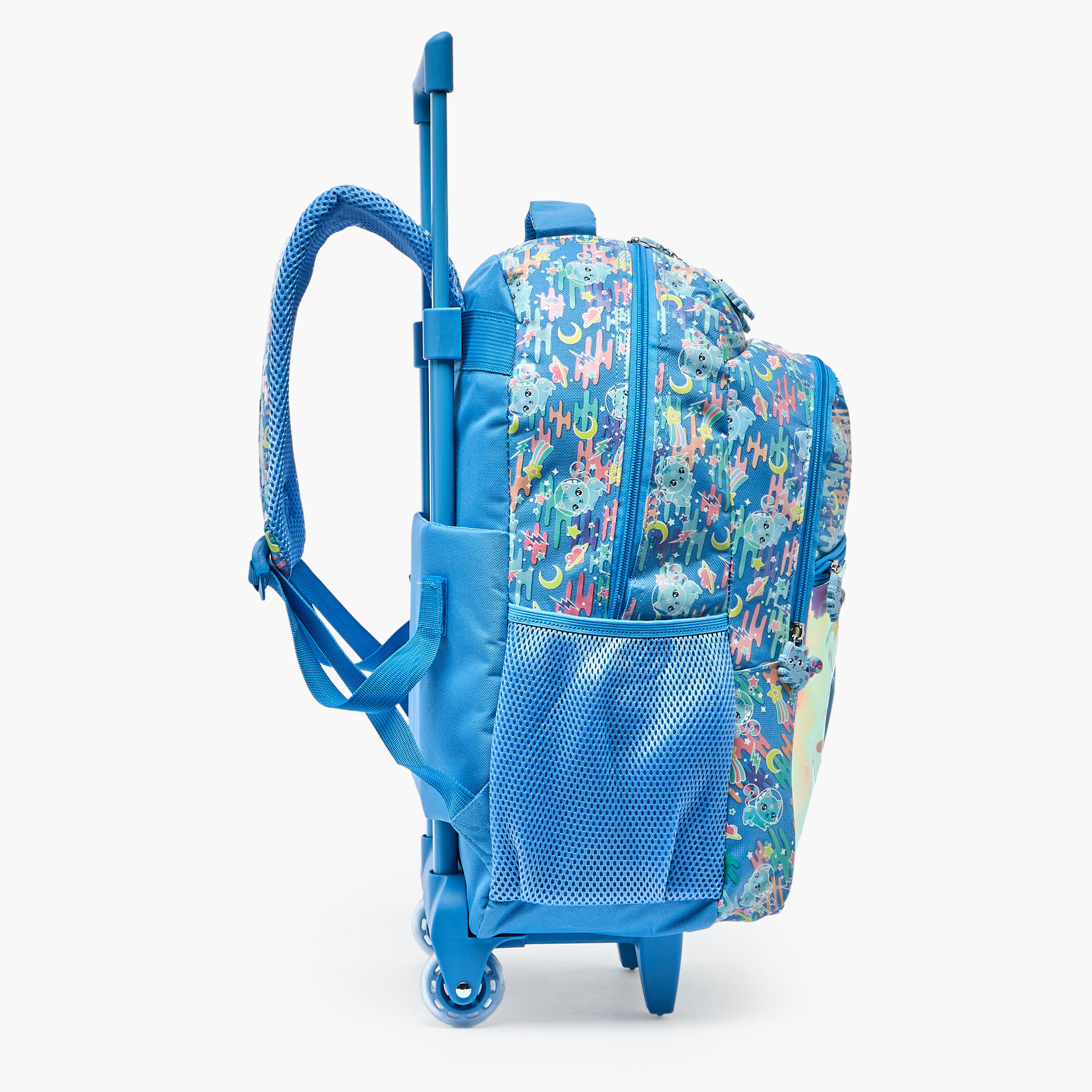 Cat Print Trolley Backpack for Girls 5-8 Years with Retractable Handle - 17 inches-school-bagsandbackpacks-trolleybags-image-9