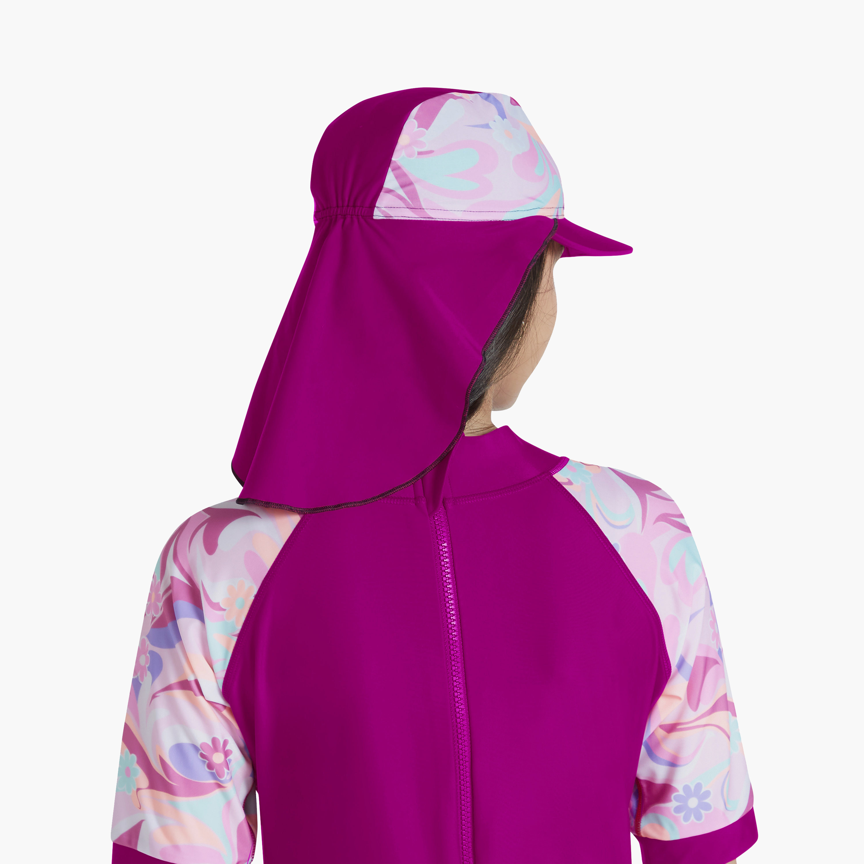 Coega Girls Flap Cap - AOP & Solid Mix Purple Groovy Splashes-girls-clothing-swimwear-image-2