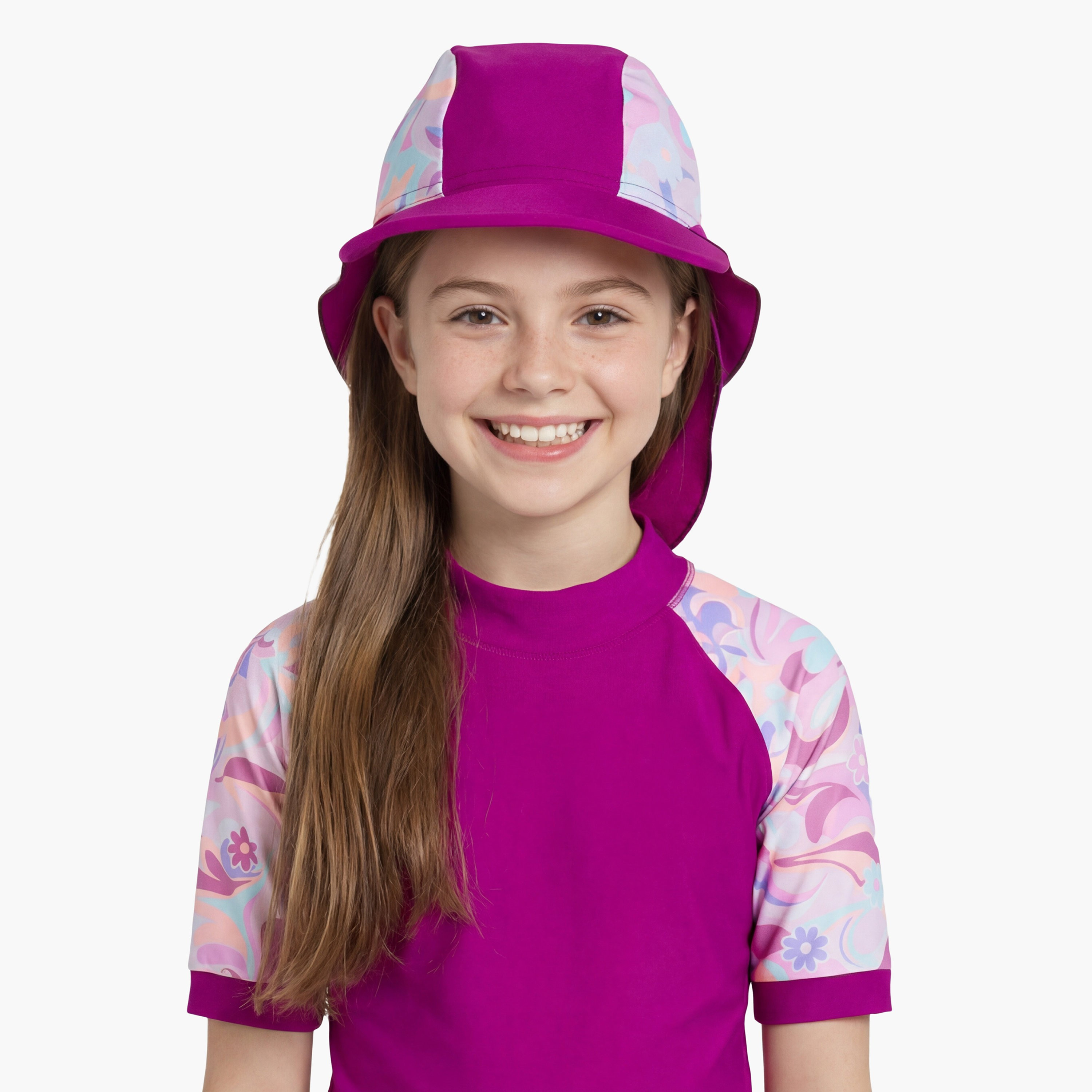 Coega Girls Flap Cap - AOP & Solid Mix Purple Groovy Splashes-girls-clothing-swimwear-image-3