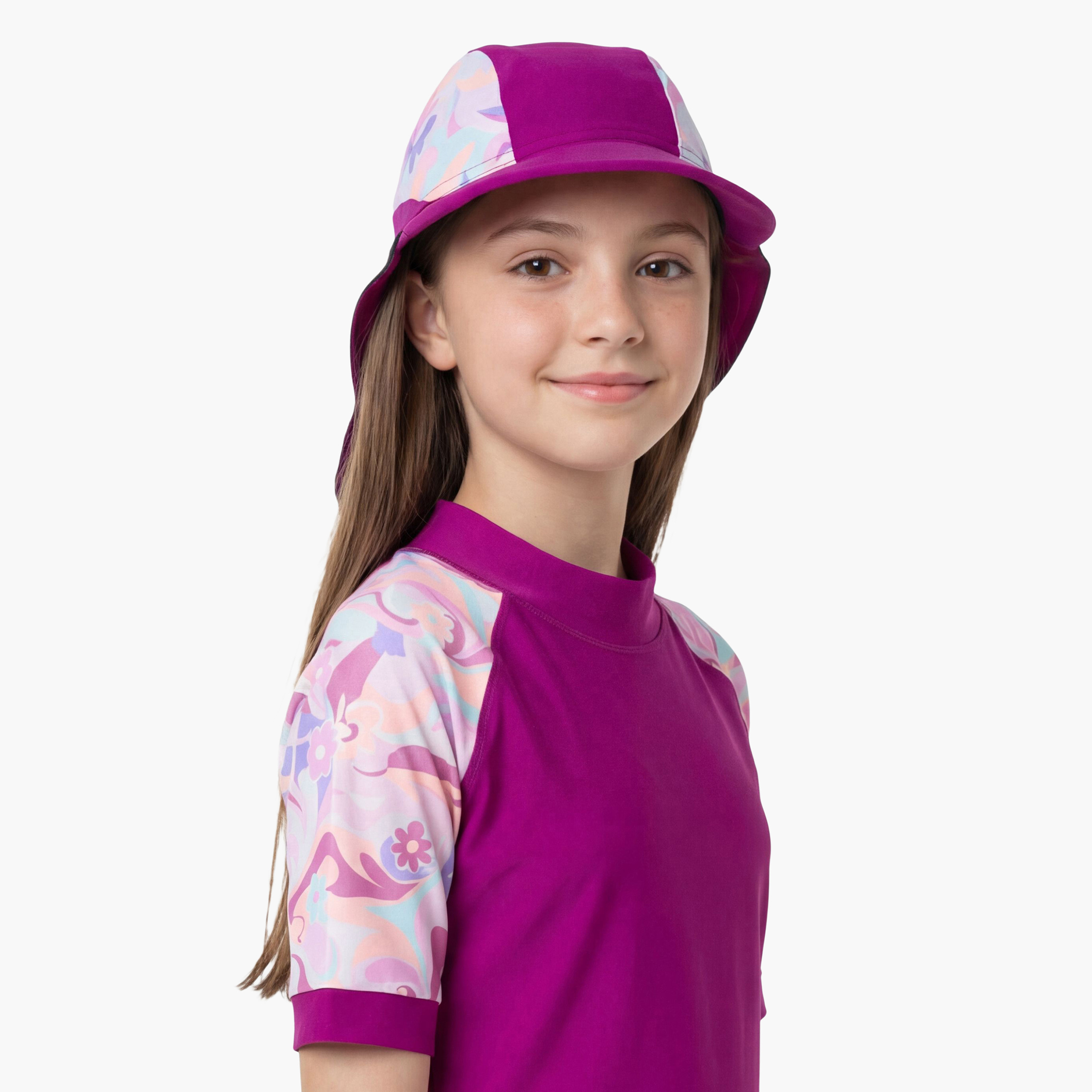 Coega Girls Flap Cap - AOP & Solid Mix Purple Groovy Splashes-girls-clothing-swimwear-image-5