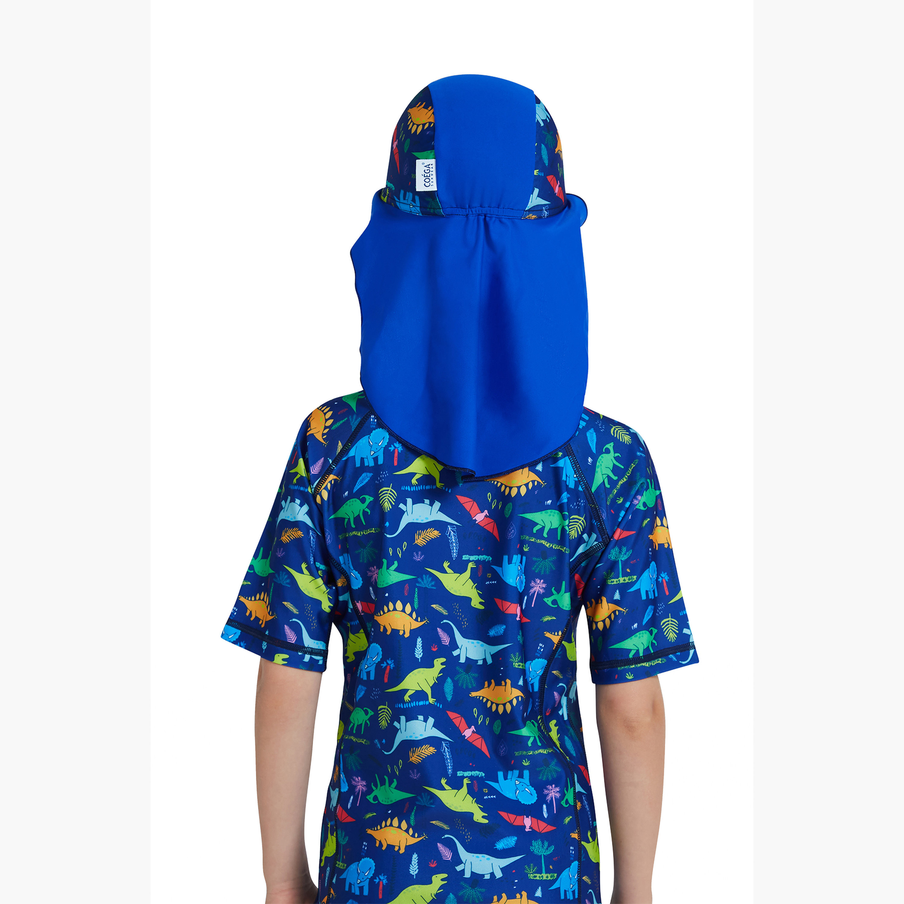 Coega Boys Flap Cap - AOP & Solid Mix Blue Playing Dinos-boys-clothing-swimwear-image-2