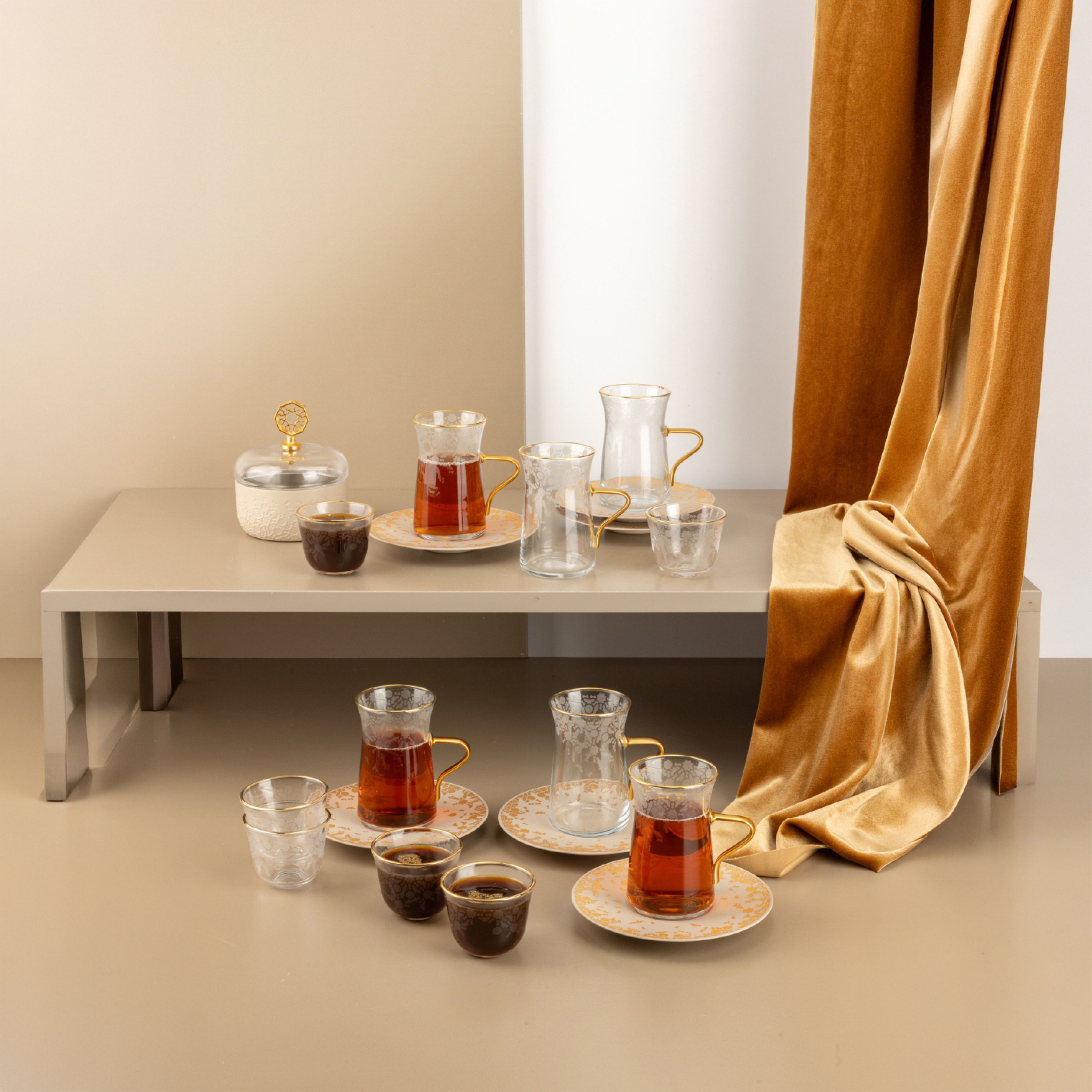 Patterned Glass Tea Cup Set-household-dining-teaandcoffee-teaandcoffeesets-image-7