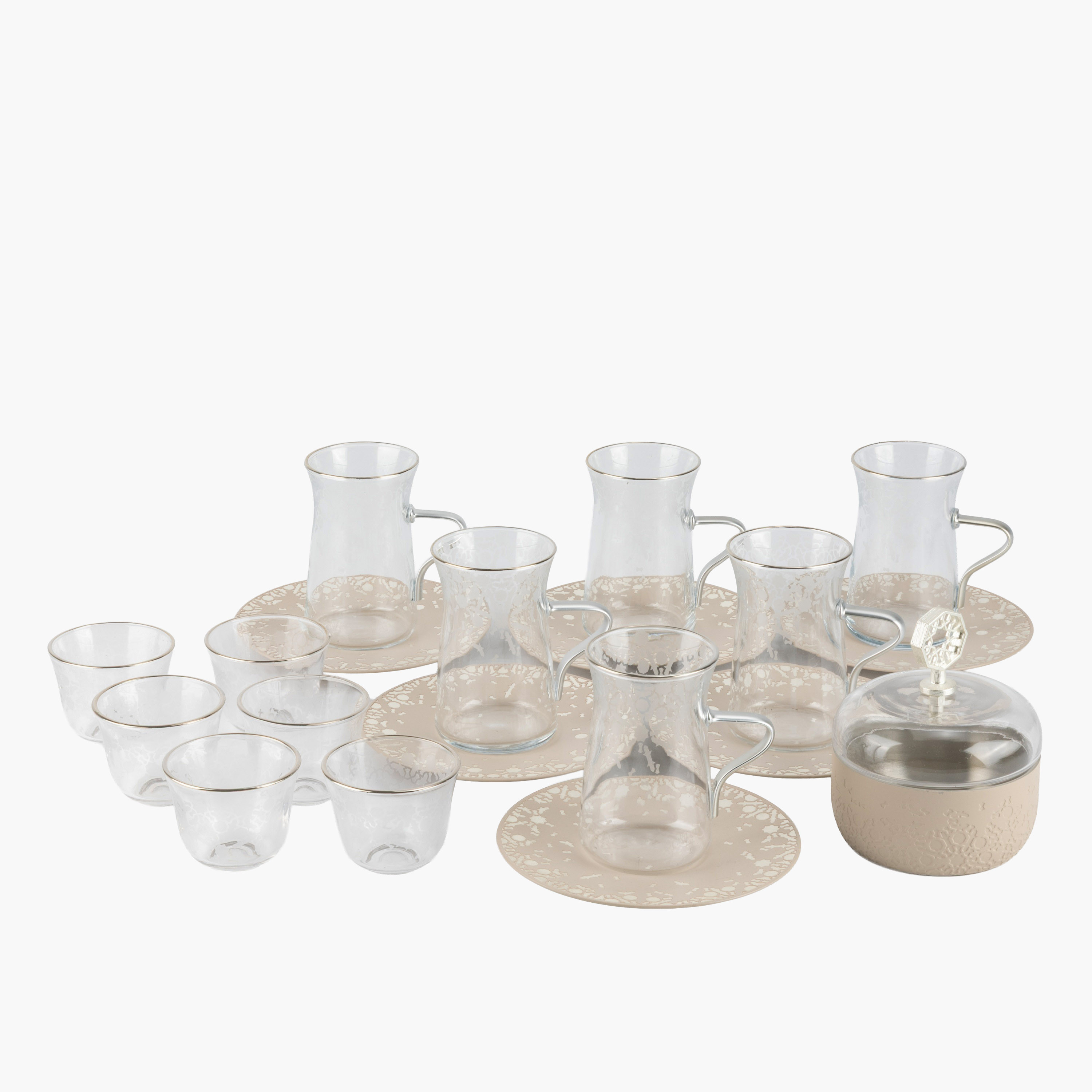 Patterned Glass Tea Cup Set-household-dining-teaandcoffee-teaandcoffeesets-image-2