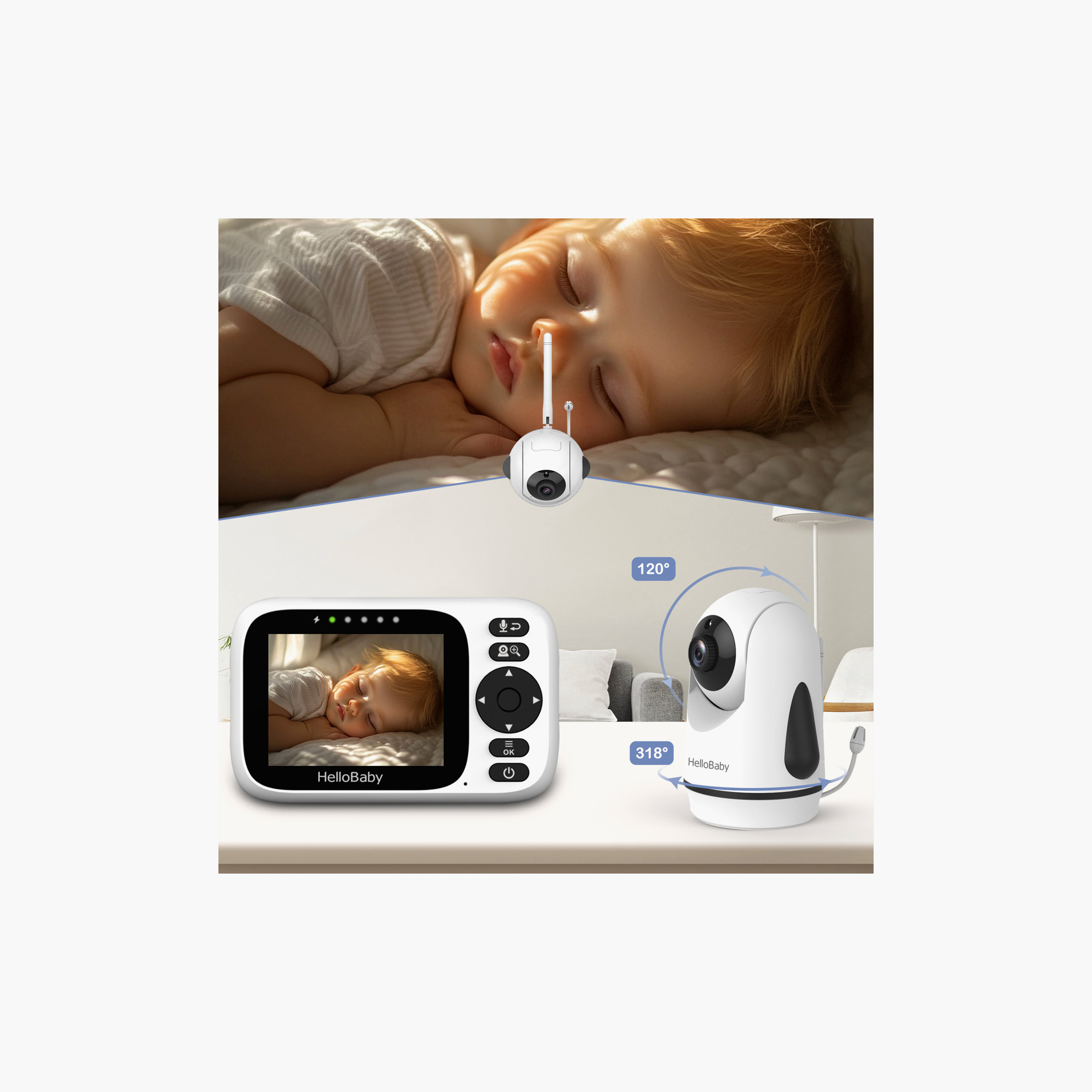 Hellobaby 2.4-Inch LCD Night Vision Monitor with Remote Pan & Tilt & Zoom - 1000 ft-baby-healthandsafety-babymonitors-image-3