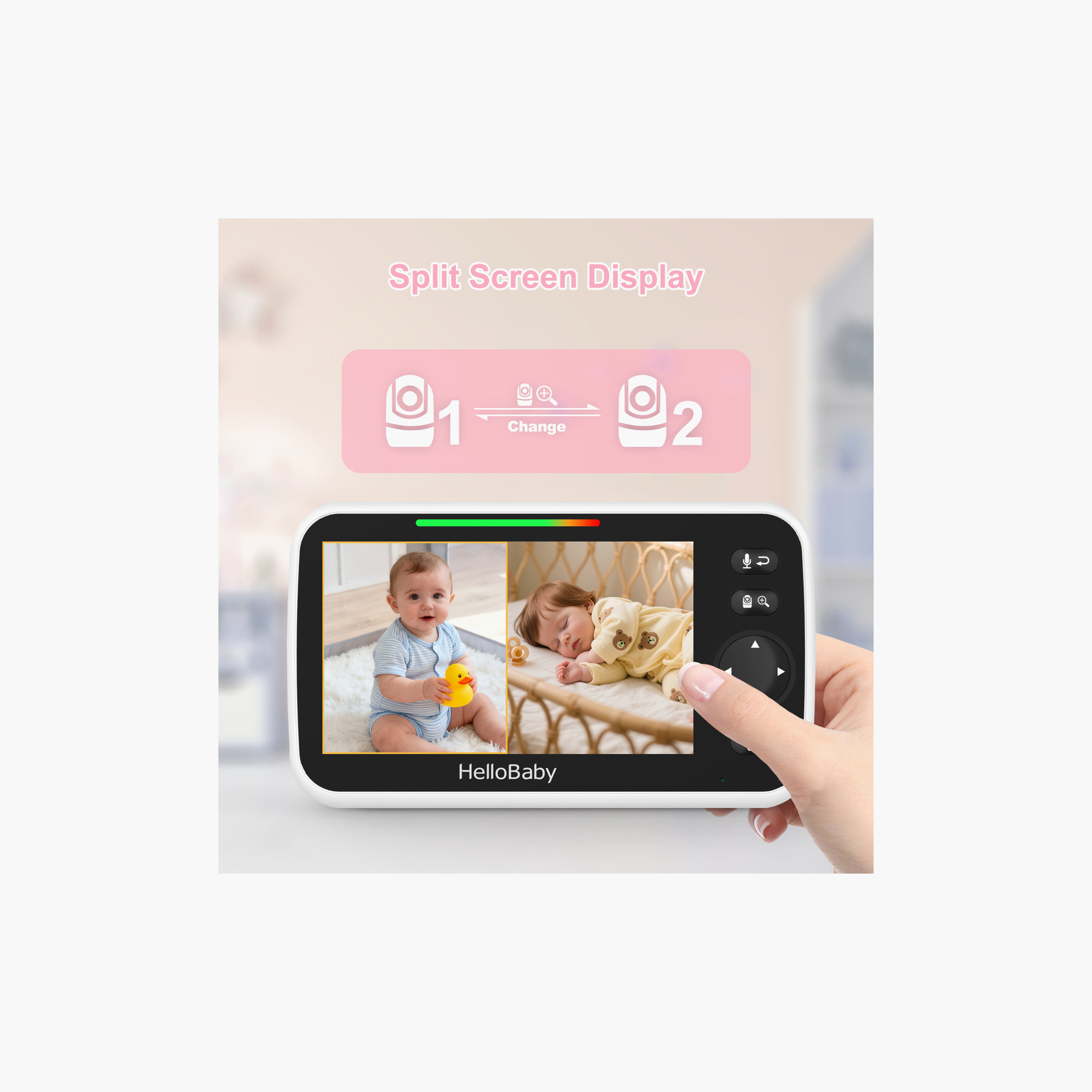 Hellobaby 5-Inch LCD Night Vision Dual Camera Monitor with Remote Pan & Tilt & Zoom - 1000 ft-baby-healthandsafety-babymonitors-image-8