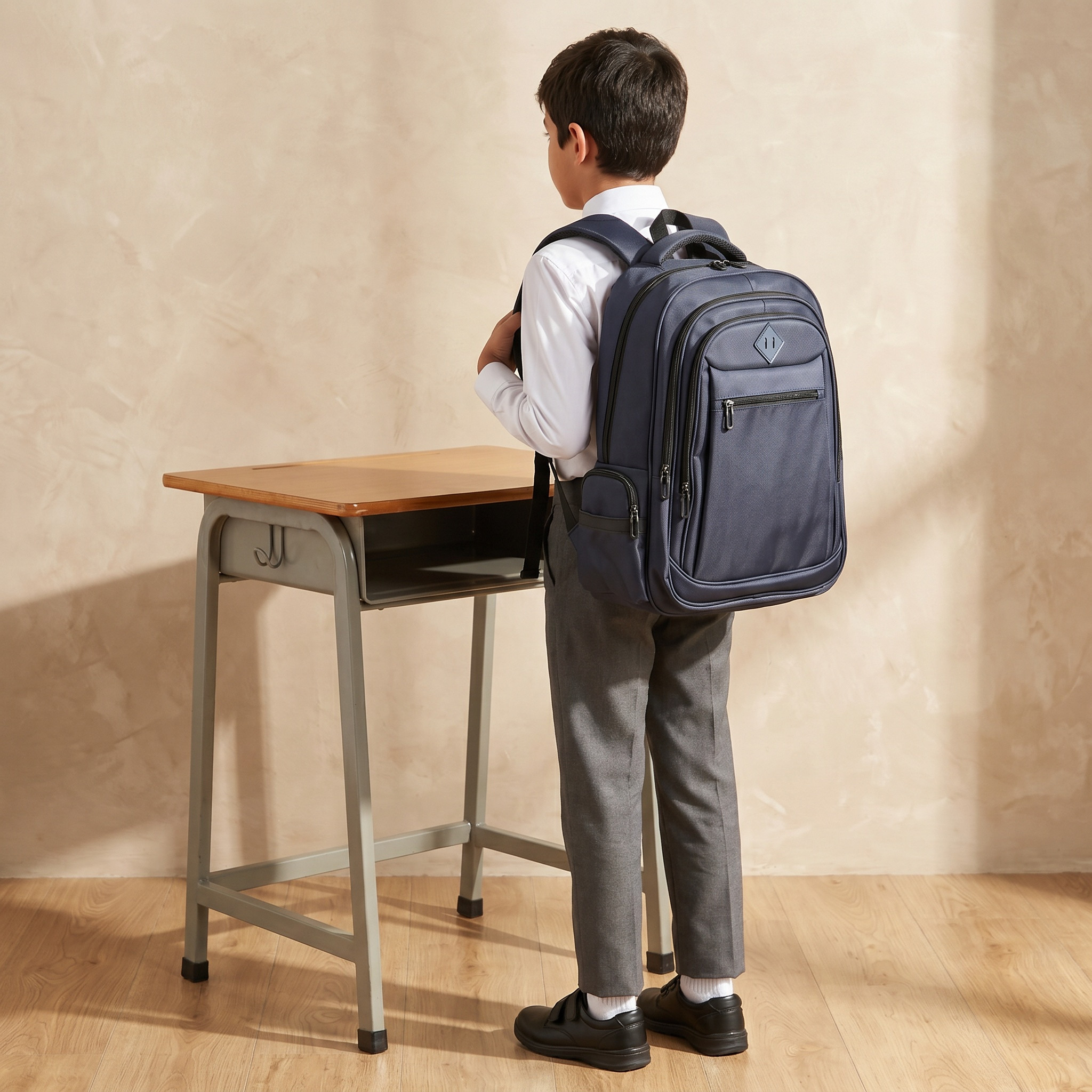 شنطة ظهر سادة للأولاد من 8 إلى 13 سنة بحمّالات مبطنة - 18 بوصة-school-bagsandbackpacks-backpacks-image-3