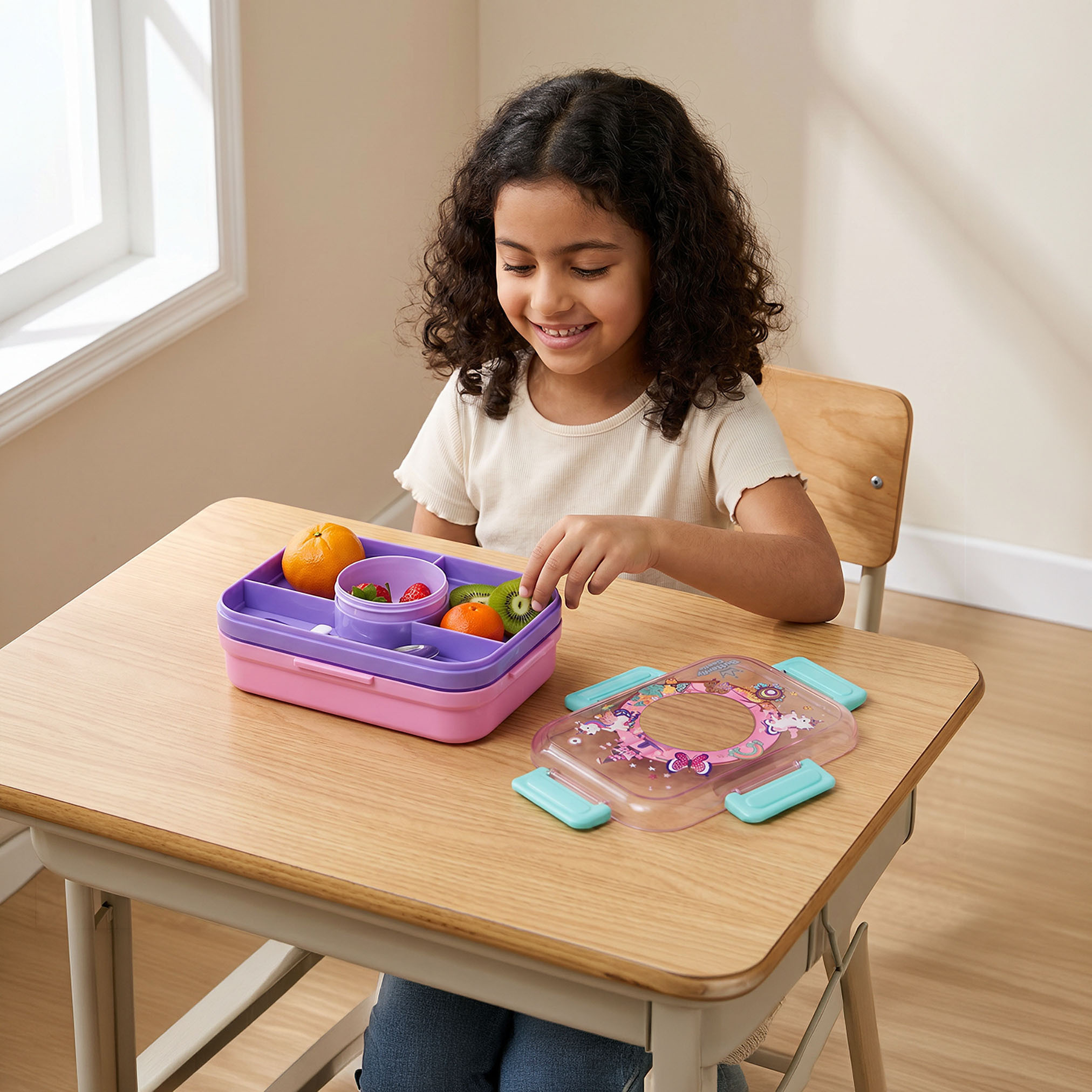 Unicorn Print Lunch Box for Girls with 4 Compartments-school-lunchessentials-lunchboxes-image-3