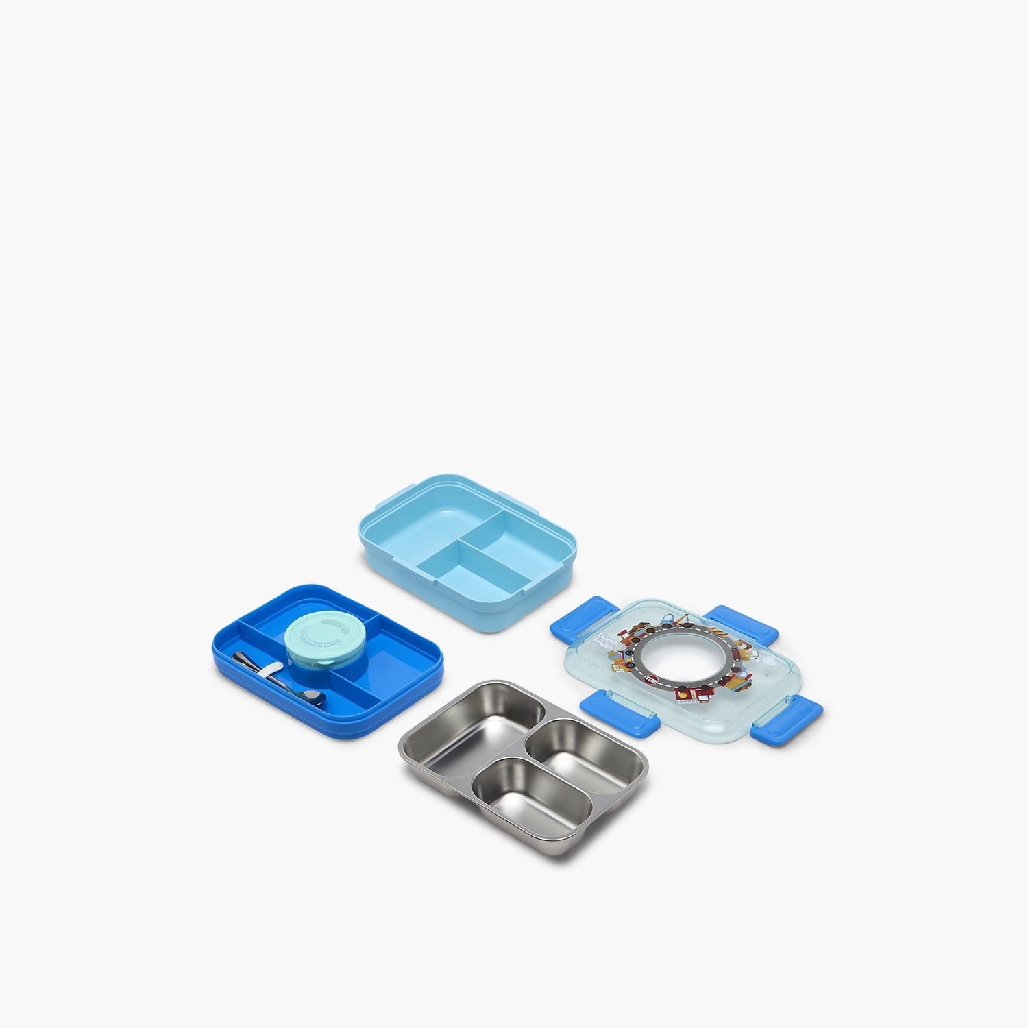 صندوق غداء بطبعة مركبات للبنات مع 4 تقسيمات-school-lunchessentials-lunchboxes-image-5